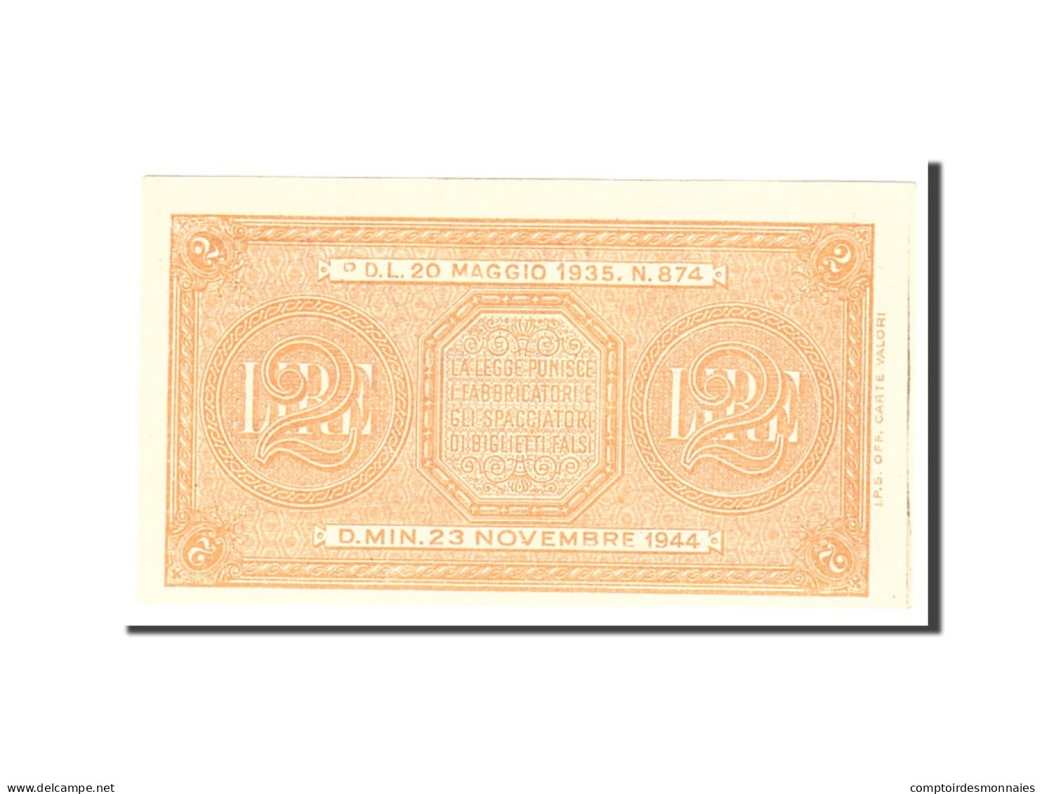 Billet, Italie, 2 Lire, 1944, 1944-11-23, KM:30a, SPL - Regno D'Italia – 2 Lire