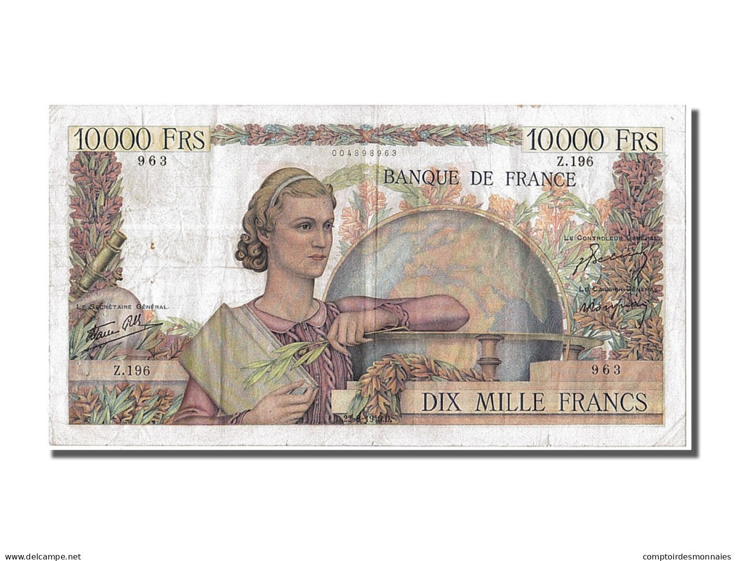 Billet, France, 10,000 Francs, 10 000 F 1945-1956 ''Génie Français'', 1946 - 10 000 F 1945-1956 ''Génie Français''