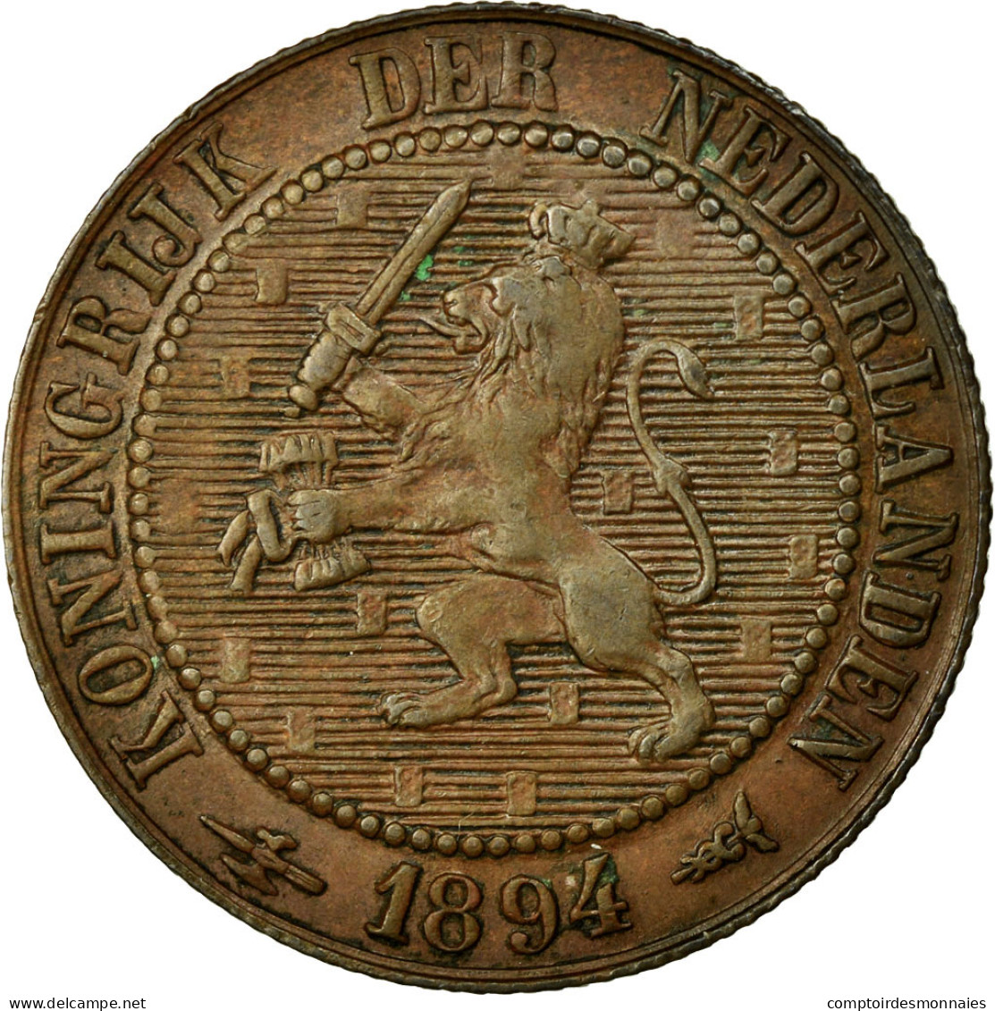 Monnaie, Pays-Bas, Wilhelmina I, 2-1/2 Cent, 1894, TTB+, Bronze, KM:108.2 - 2.5 Cent