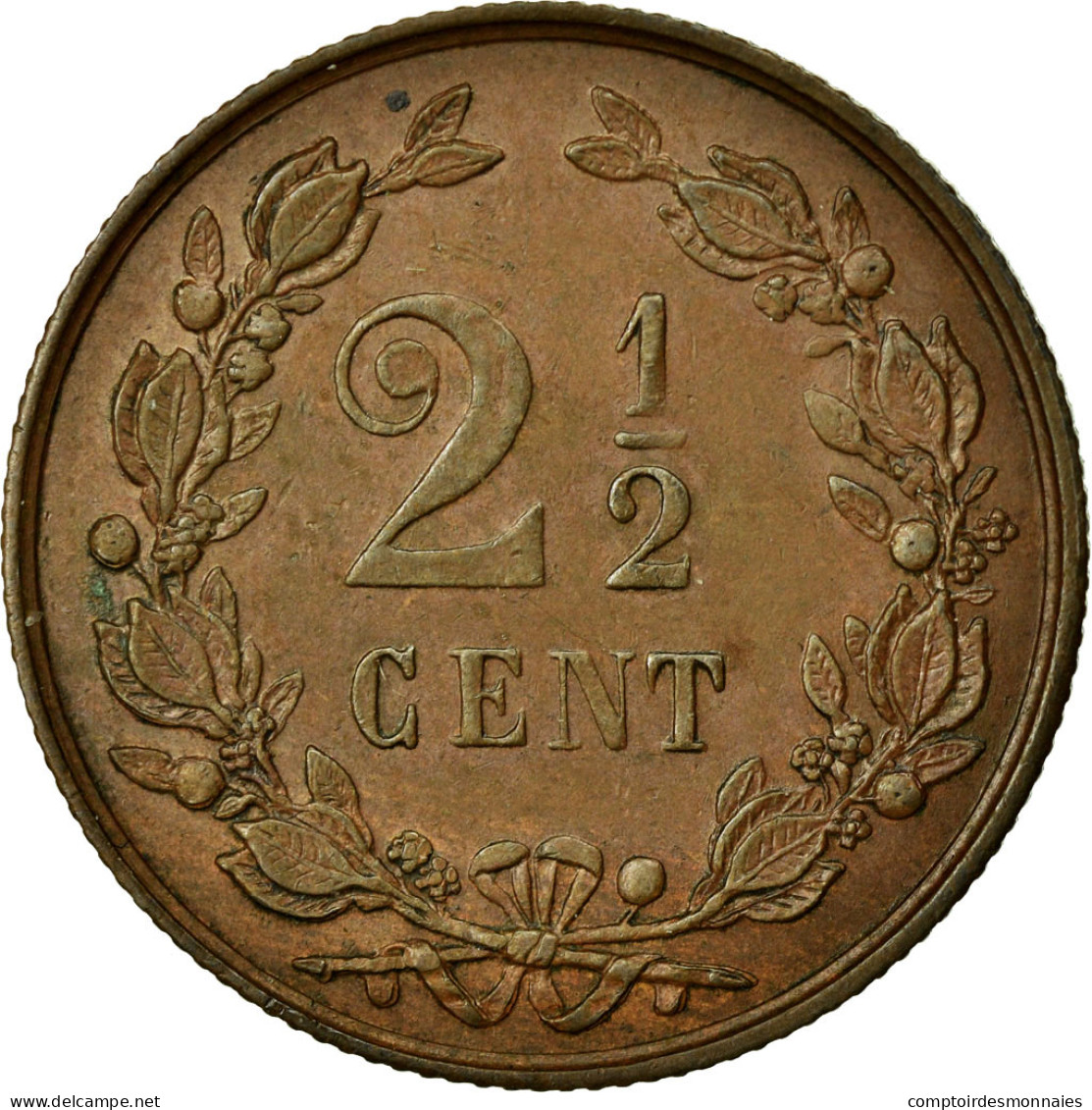 Monnaie, Pays-Bas, Wilhelmina I, 2-1/2 Cent, 1894, TTB+, Bronze, KM:108.2 - 2.5 Centavos