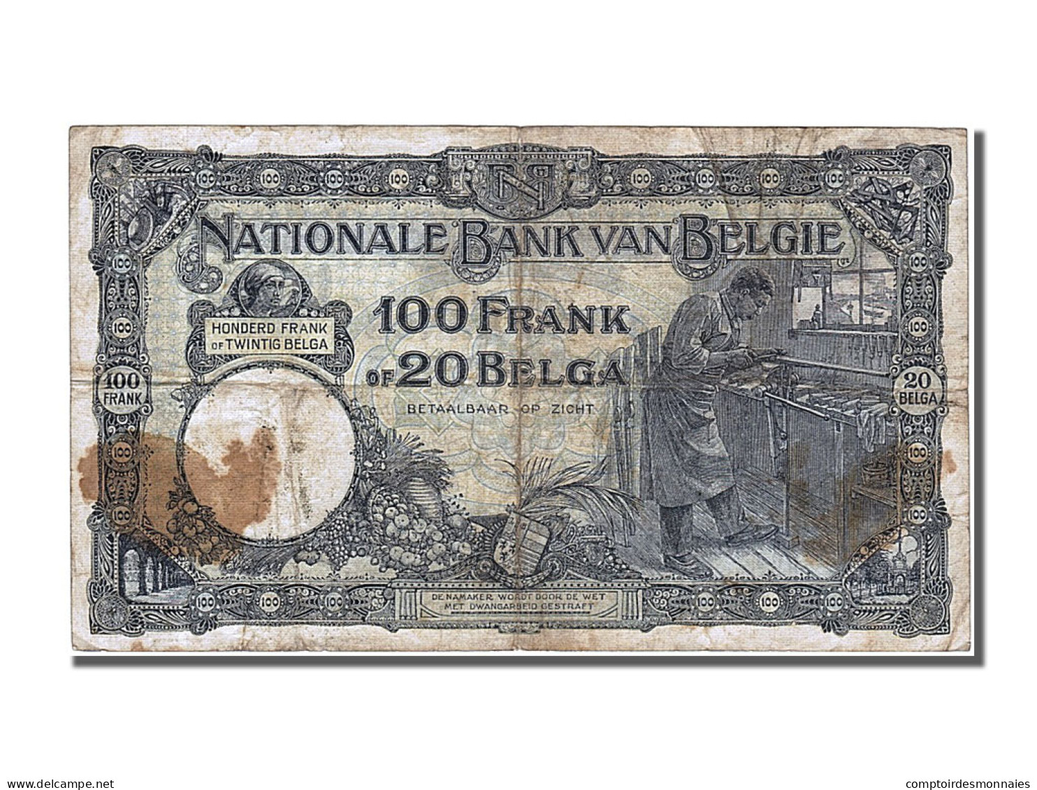 Billet, Belgique, 100 Francs-20 Belgas, 1928, 1928-08-28, TB+ - 100 Frank & 100 Frank-20 Belgas