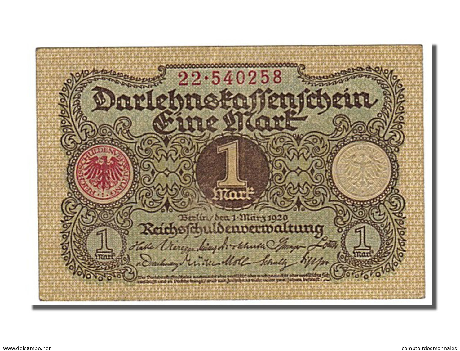 Billet, Allemagne, 1 Mark, 1920, 1920-03-01, SUP - Imperial Debt Administration