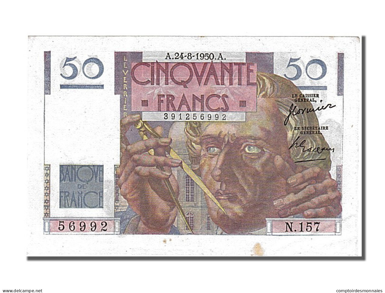 Billet, France, 50 Francs, 50 F 1946-1951 ''Le Verrier'', 1950, 1950-08-24 - 50 F 1946-1951 ''Le Verrier''