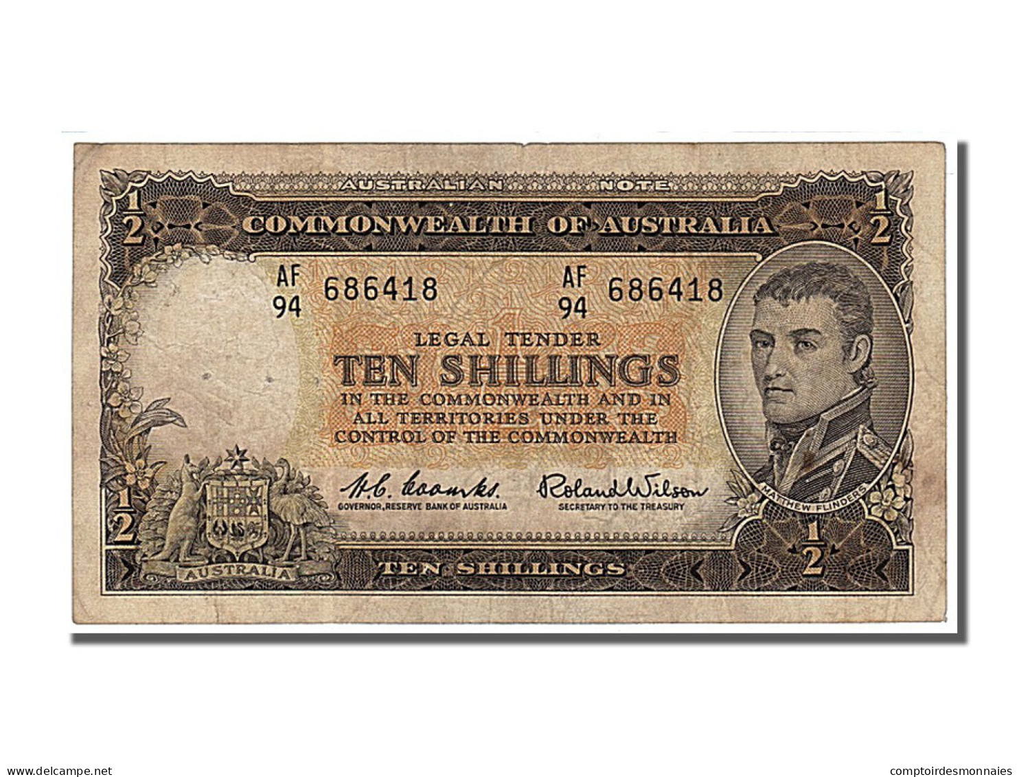 Billet, Australie, 10 Shillings, 1961, TTB - Otros & Sin Clasificación