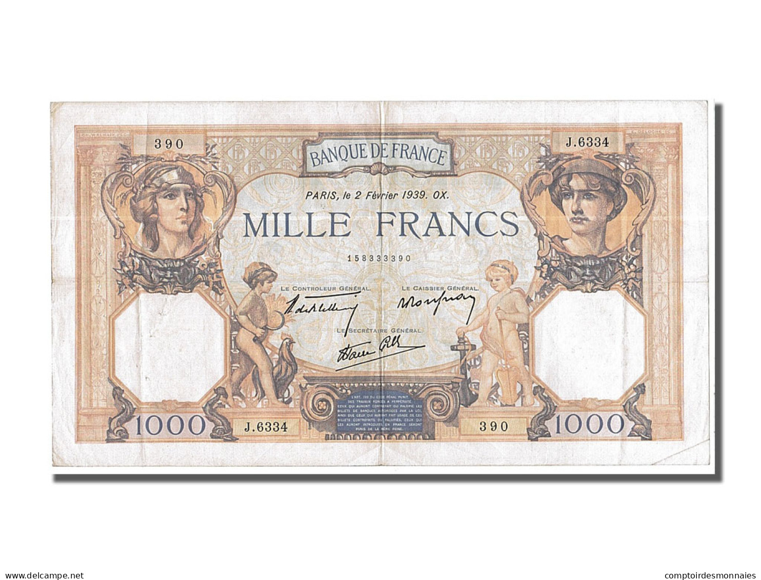 Billet, France, 500 Francs, 1 000 F 1927-1940 ''Cérès Et Mercure'', 1939 - 1 000 F 1927-1940 ''Cérès Et Mercure''