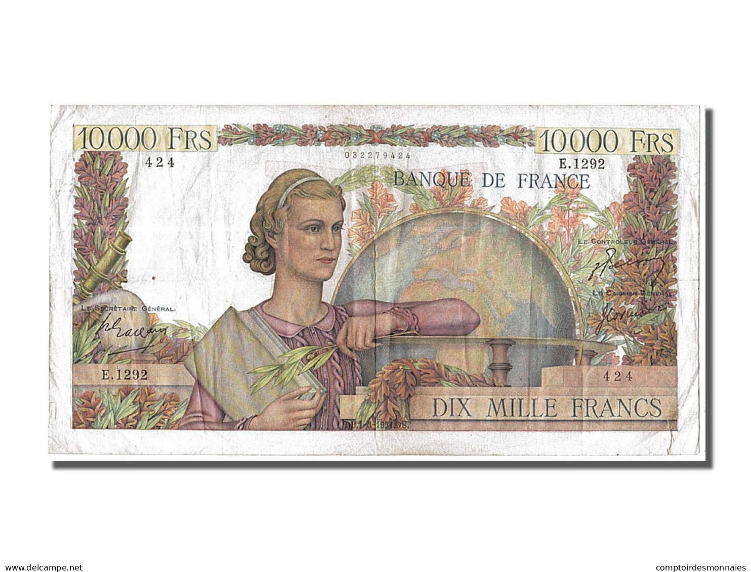 Billet, France, 10,000 Francs, 10 000 F 1945-1956 ''Génie Français'', 1951 - 10 000 F 1945-1956 ''Génie Français''