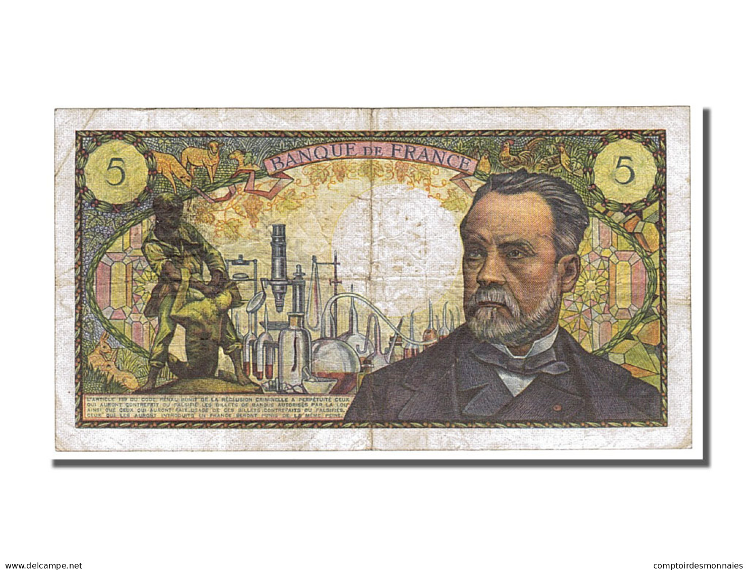 Billet, France, 5 Francs, 5 F 1966-1970 ''Pasteur'', 1968, 1968-08-01, TB+ - 5 F 1966-1970 ''Pasteur''