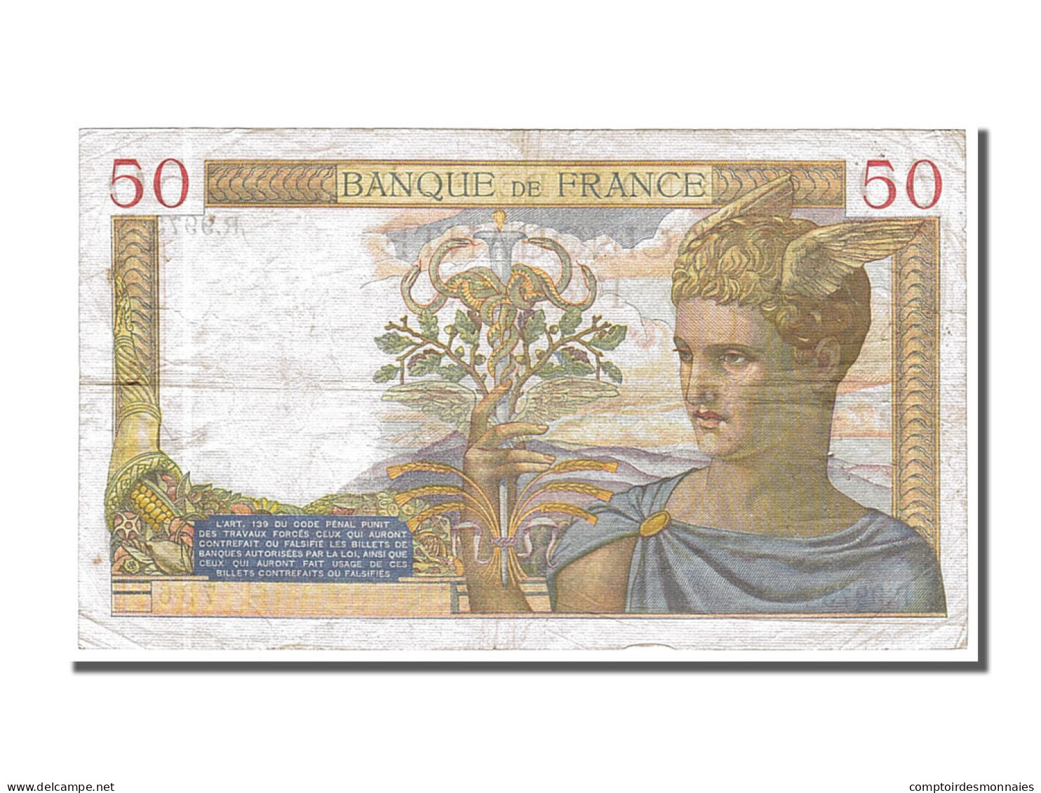 Billet, France, 50 Francs, 50 F 1934-1940 ''Cérès'', 1939, 1939-03-30, TTB - 50 F 1934-1940 ''Cérès''