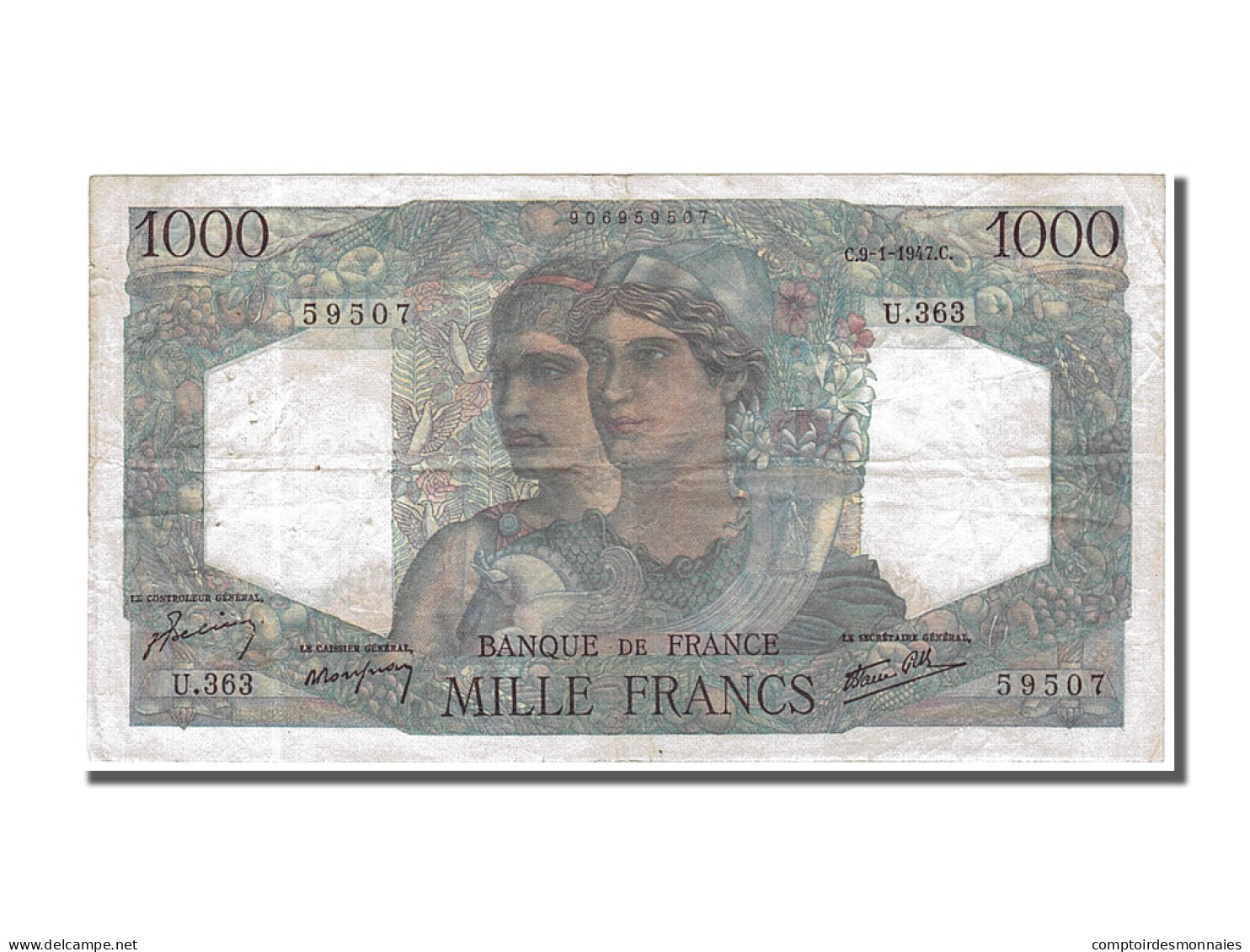 Billet, France, 1000 Francs, 1 000 F 1945-1950 ''Minerve Et Hercule'', 1947 - 1 000 F 1945-1950 ''Minerve Et Hercule''