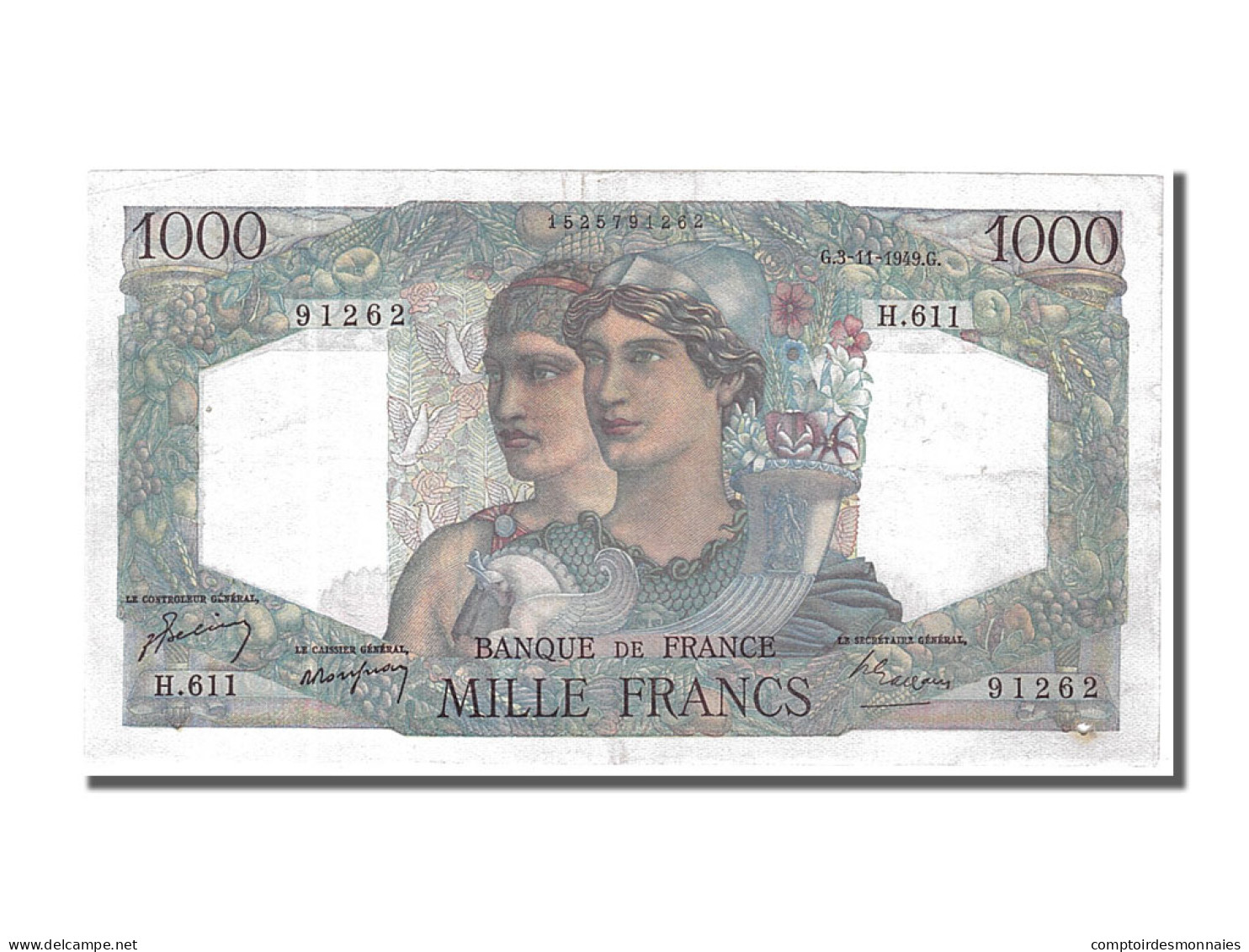 Billet, France, 1000 Francs, 1 000 F 1945-1950 ''Minerve Et Hercule'', 1949 - 1 000 F 1945-1950 ''Minerve Et Hercule''