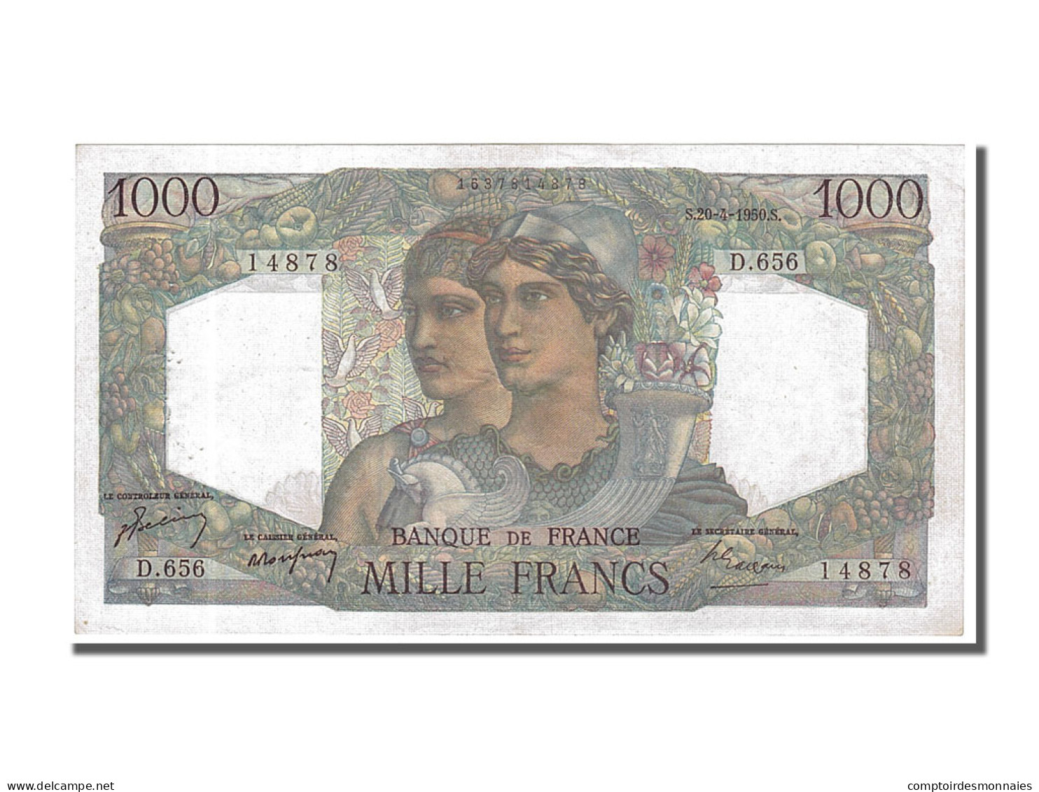 Billet, France, 1000 Francs, 1 000 F 1945-1950 ''Minerve Et Hercule'', 1950 - 1 000 F 1945-1950 ''Minerve Et Hercule''