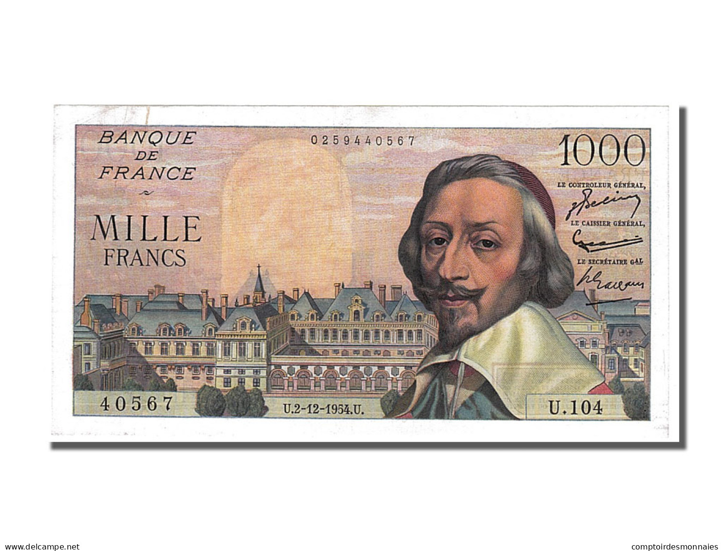 Billet, France, 1000 Francs, 1 000 F 1953-1957 ''Richelieu'', 1954, 1954-12-02 - 1 000 F 1953-1957 ''Richelieu''