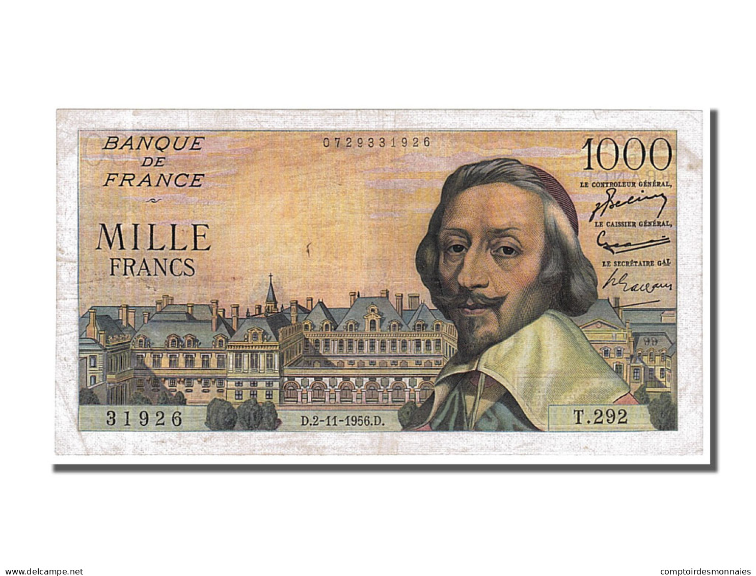 Billet, France, 1000 Francs, 1 000 F 1953-1957 ''Richelieu'', 1956, 1956-11-02 - 1 000 F 1953-1957 ''Richelieu''