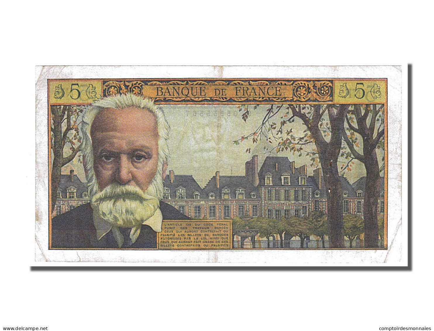 Billet, France, 5 Nouveaux Francs, 5 NF 1959-1965 ''Victor Hugo'', 1961 - 5 NF 1959-1965 ''Victor Hugo''