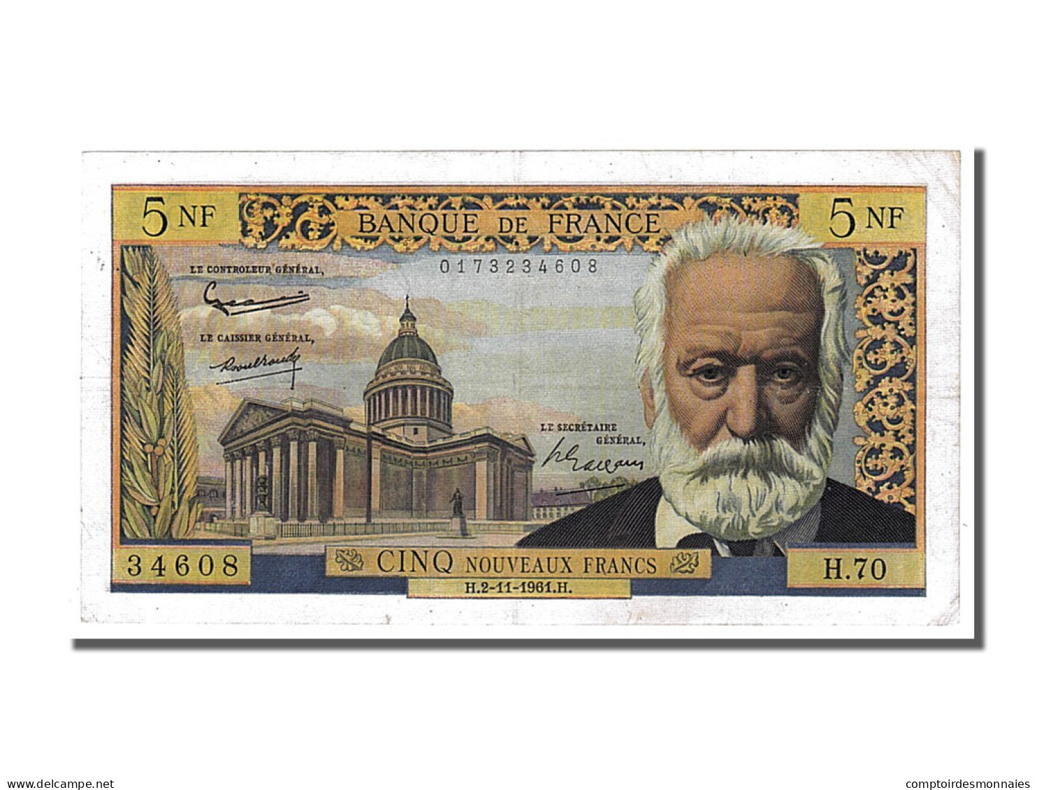 Billet, France, 5 Nouveaux Francs, 5 NF 1959-1965 ''Victor Hugo'', 1961 - 5 NF 1959-1965 ''Victor Hugo''