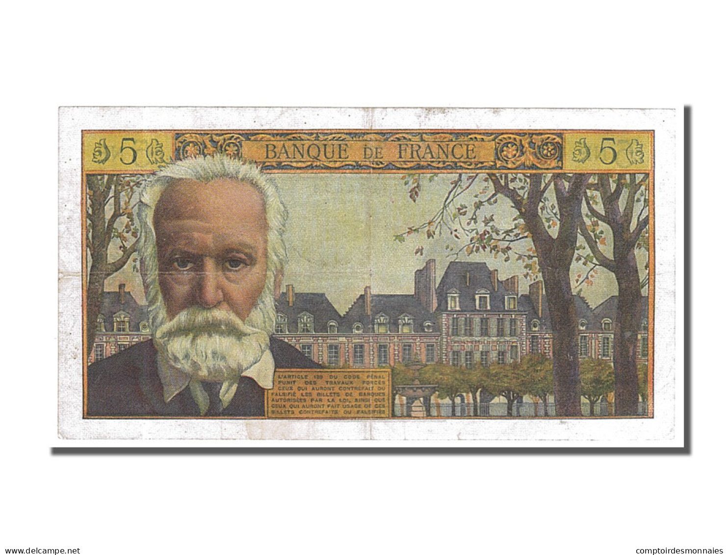 Billet, France, 5 Nouveaux Francs, 5 NF 1959-1965 ''Victor Hugo'', 1961 - 5 NF 1959-1965 ''Victor Hugo''