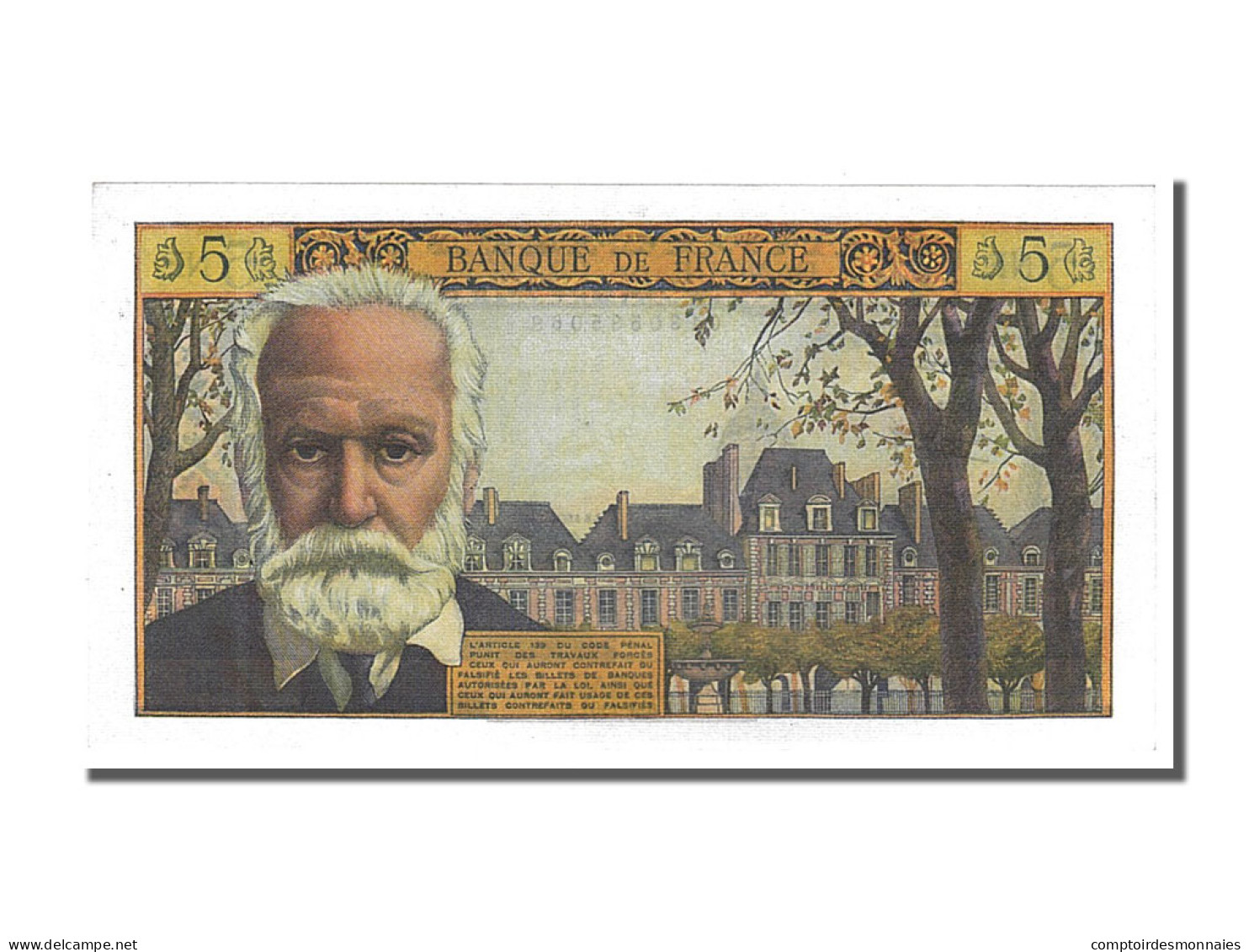 Billet, France, 5 Nouveaux Francs, 5 NF 1959-1965 ''Victor Hugo'', 1961 - 5 NF 1959-1965 ''Victor Hugo''