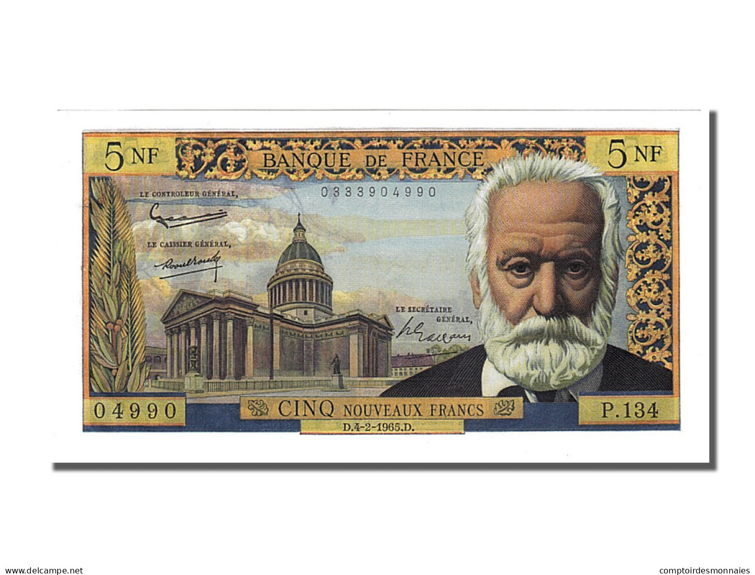 Billet, France, 5 Nouveaux Francs, 5 NF 1959-1965 ''Victor Hugo'', 1965 - 5 NF 1959-1965 ''Victor Hugo''