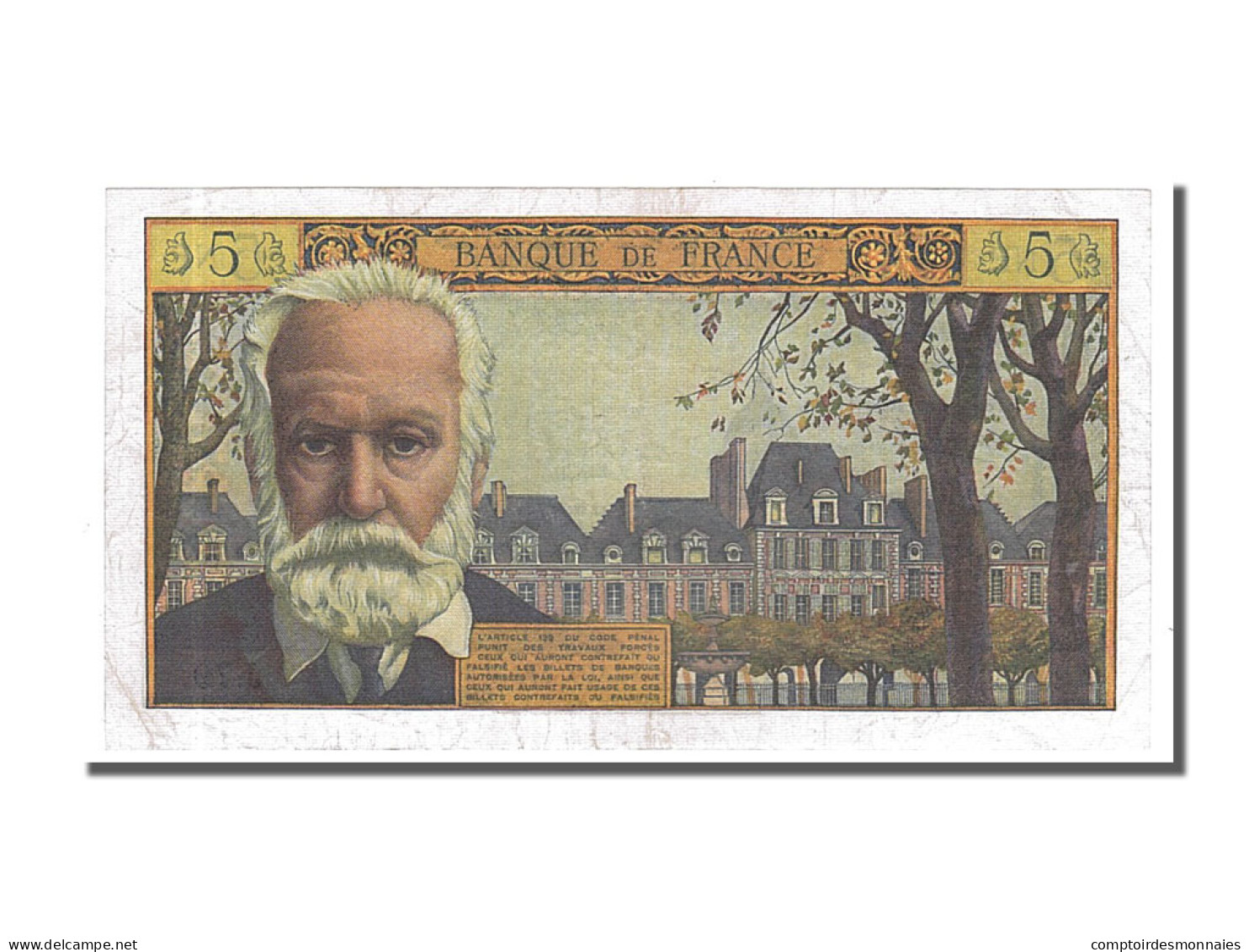 Billet, France, 5 Nouveaux Francs, 5 NF 1959-1965 ''Victor Hugo'', 1962 - 5 NF 1959-1965 ''Victor Hugo''