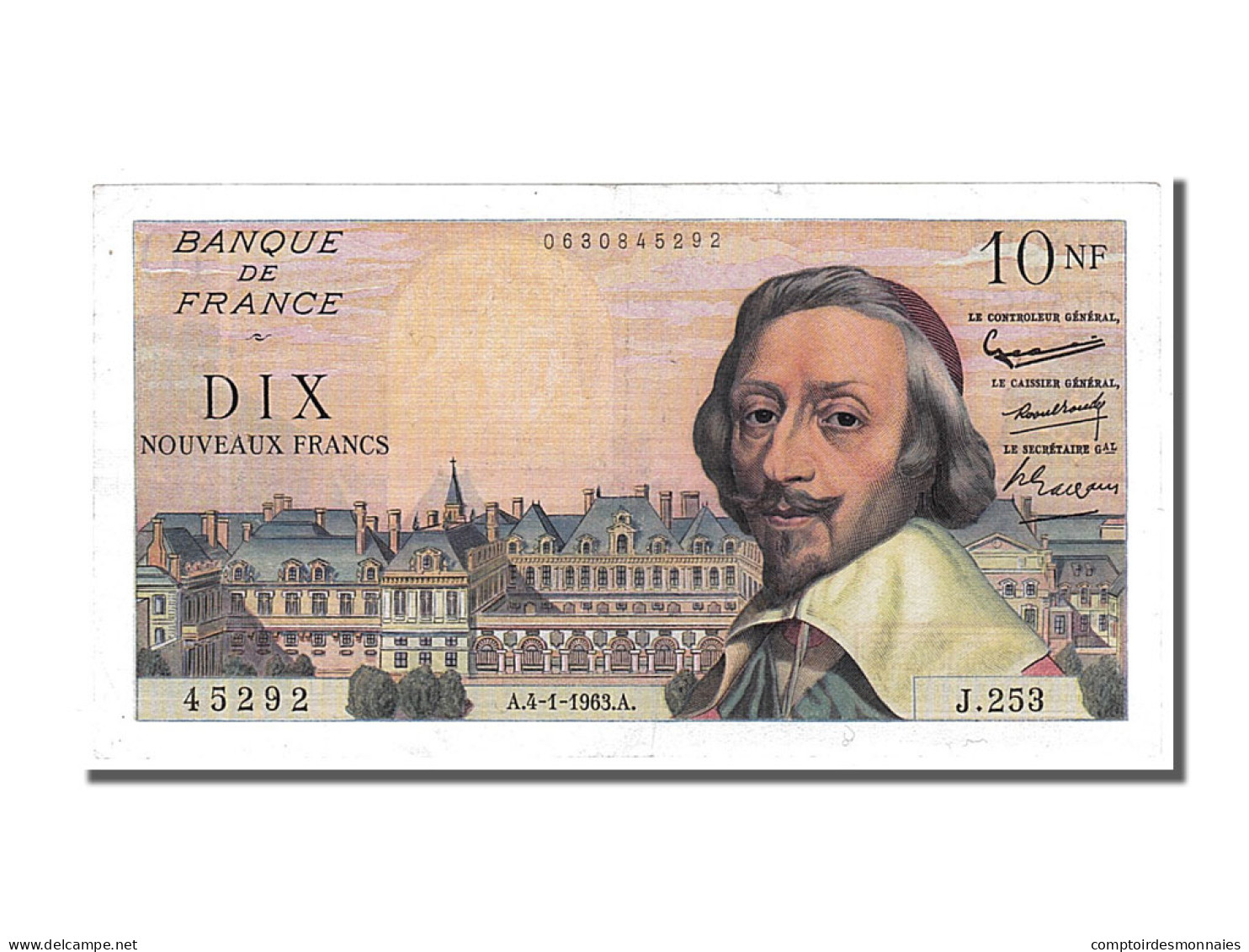 Billet, France, 10 Nouveaux Francs, 10 NF 1959-1963 ''Richelieu'', 1963 - 10 NF 1959-1963 ''Richelieu''