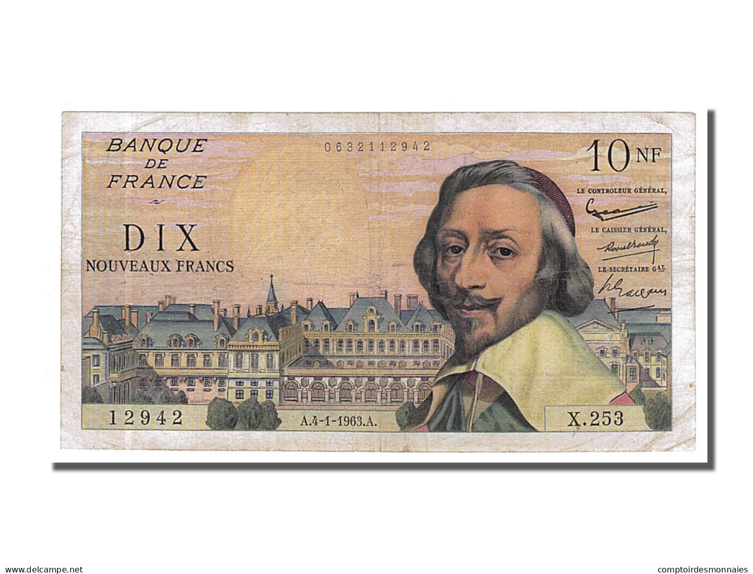 Billet, France, 10 Nouveaux Francs, 10 NF 1959-1963 ''Richelieu'', 1963 - 10 NF 1959-1963 ''Richelieu''