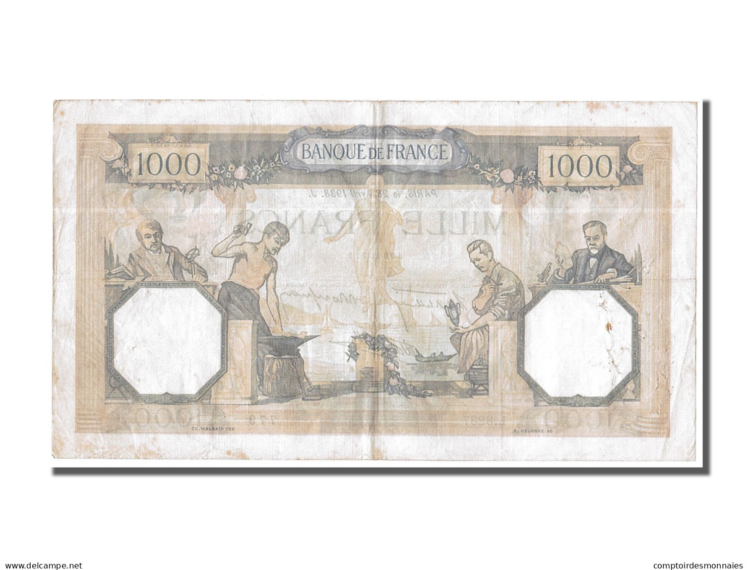 Billet, France, 500 Francs, 1 000 F 1927-1940 ''Cérès Et Mercure'', 1938 - 1 000 F 1927-1940 ''Cérès Et Mercure''