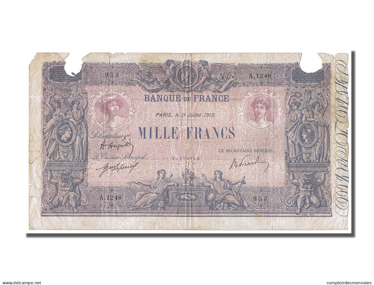 Billet, France, 1000 Francs, 1 000 F 1889-1926 ''Bleu Et Rose'', 1919 - 1 000 F 1889-1926 ''Bleu Et Rose''