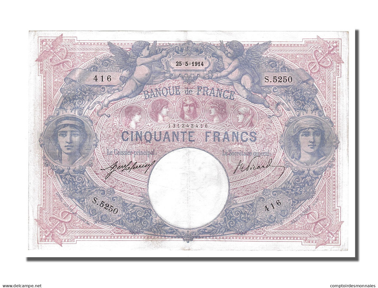 Billet, France, 50 Francs, 50 F 1889-1927 ''Bleu Et Rose'', 1914, 1914-05-25 - 50 F 1889-1927 ''Bleu Et Rose''