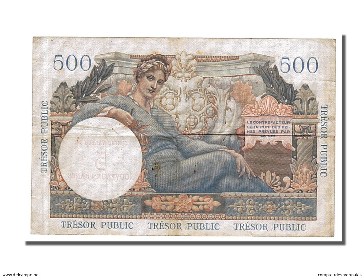 Billet, France, 5 Nouveaux Francs On 500 Francs, 1955-1963 Treasury, 1960 - 1955-1963 Staatskasse (Trésor Public)