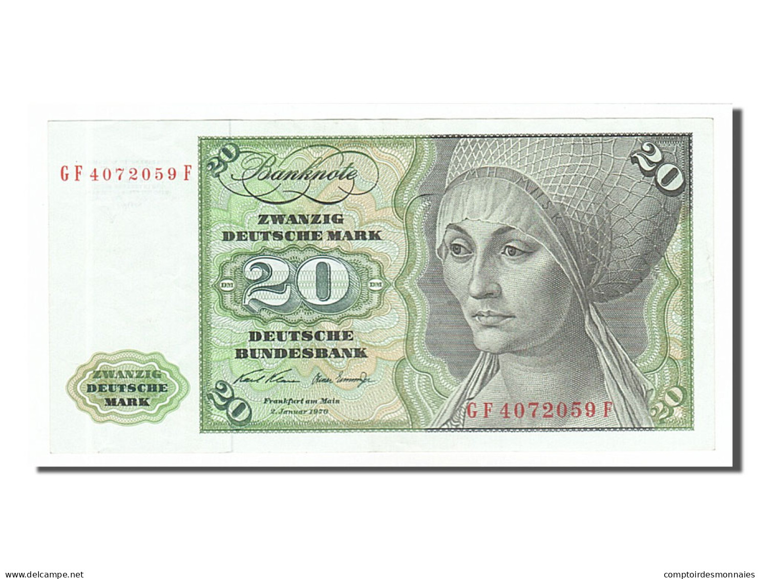 Billet, République Fédérale Allemande, 20 Deutsche Mark, 1970, 1970-01-02 - 20 Deutsche Mark