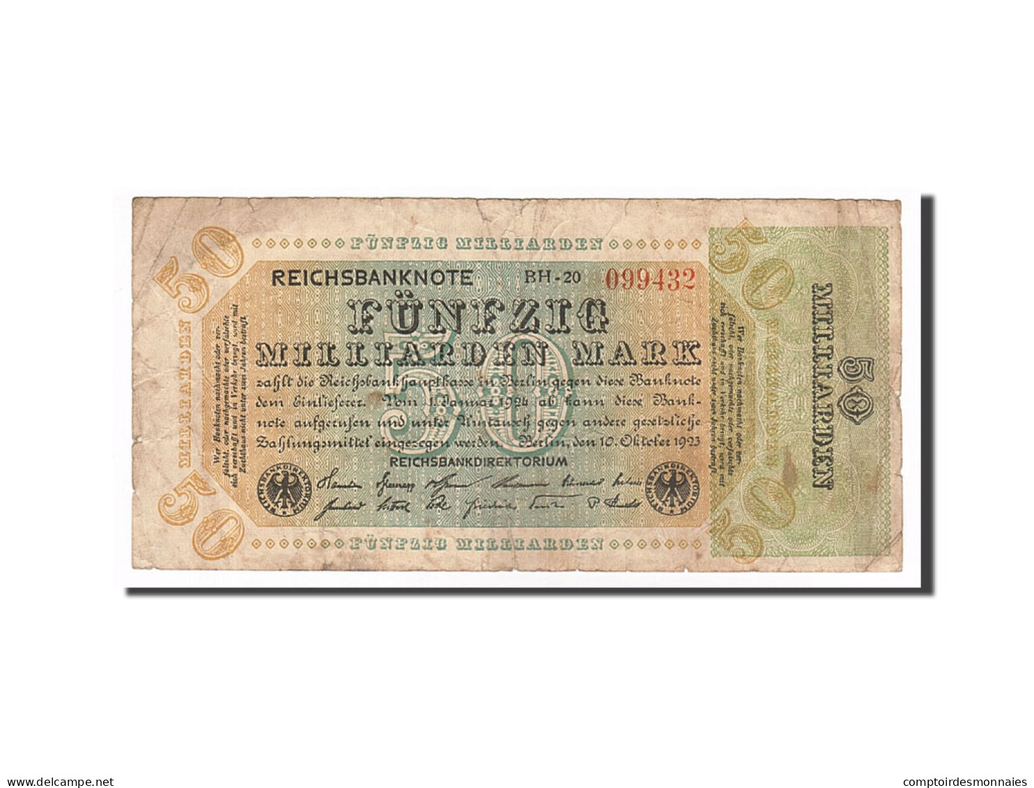 Billet, Allemagne, 50 Milliarden Mark, 1923, 1923-10-10, TB - 50 Milliarden Mark