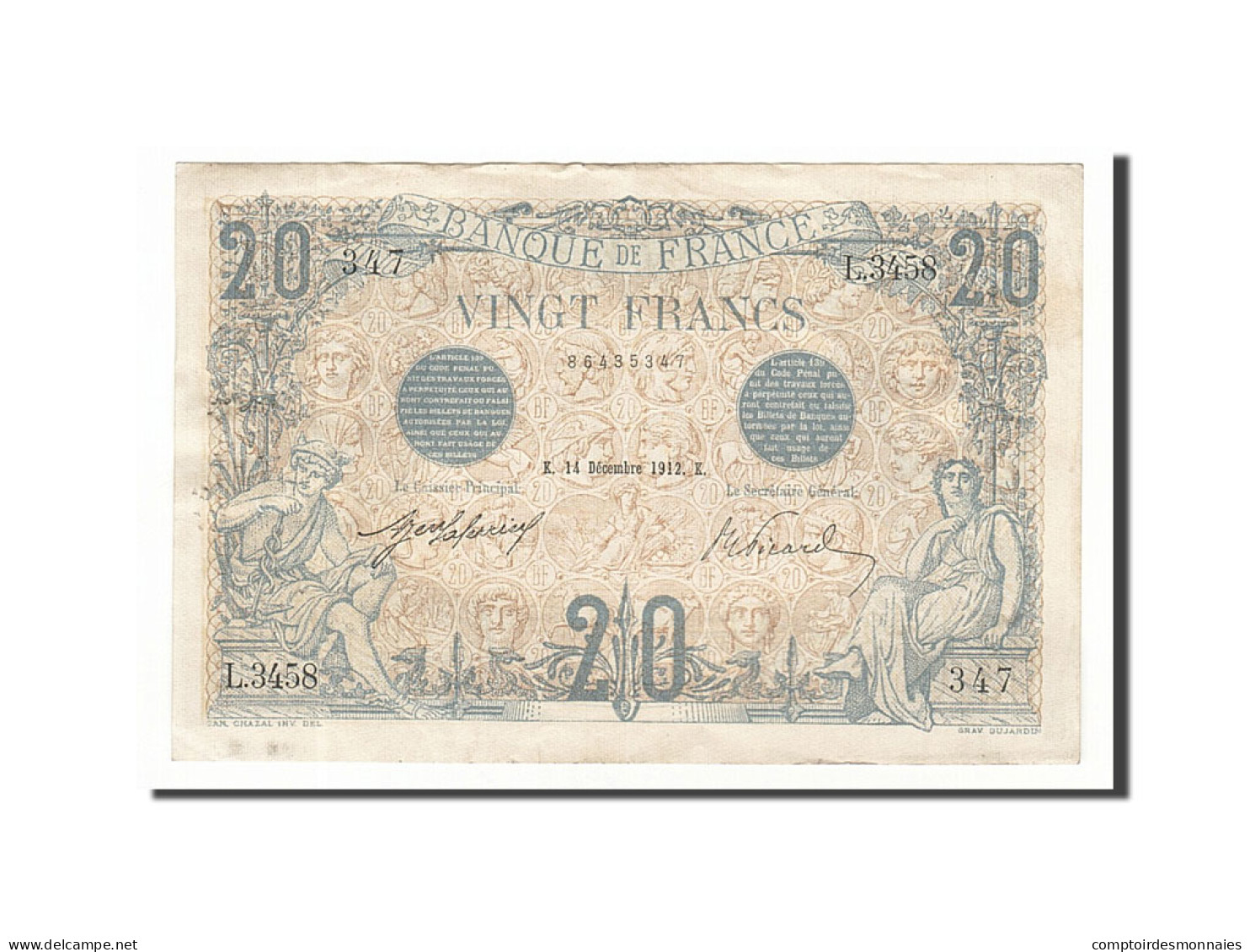 20 Francs Type Bleu - 20 F 1905-1913 ''Bleu''