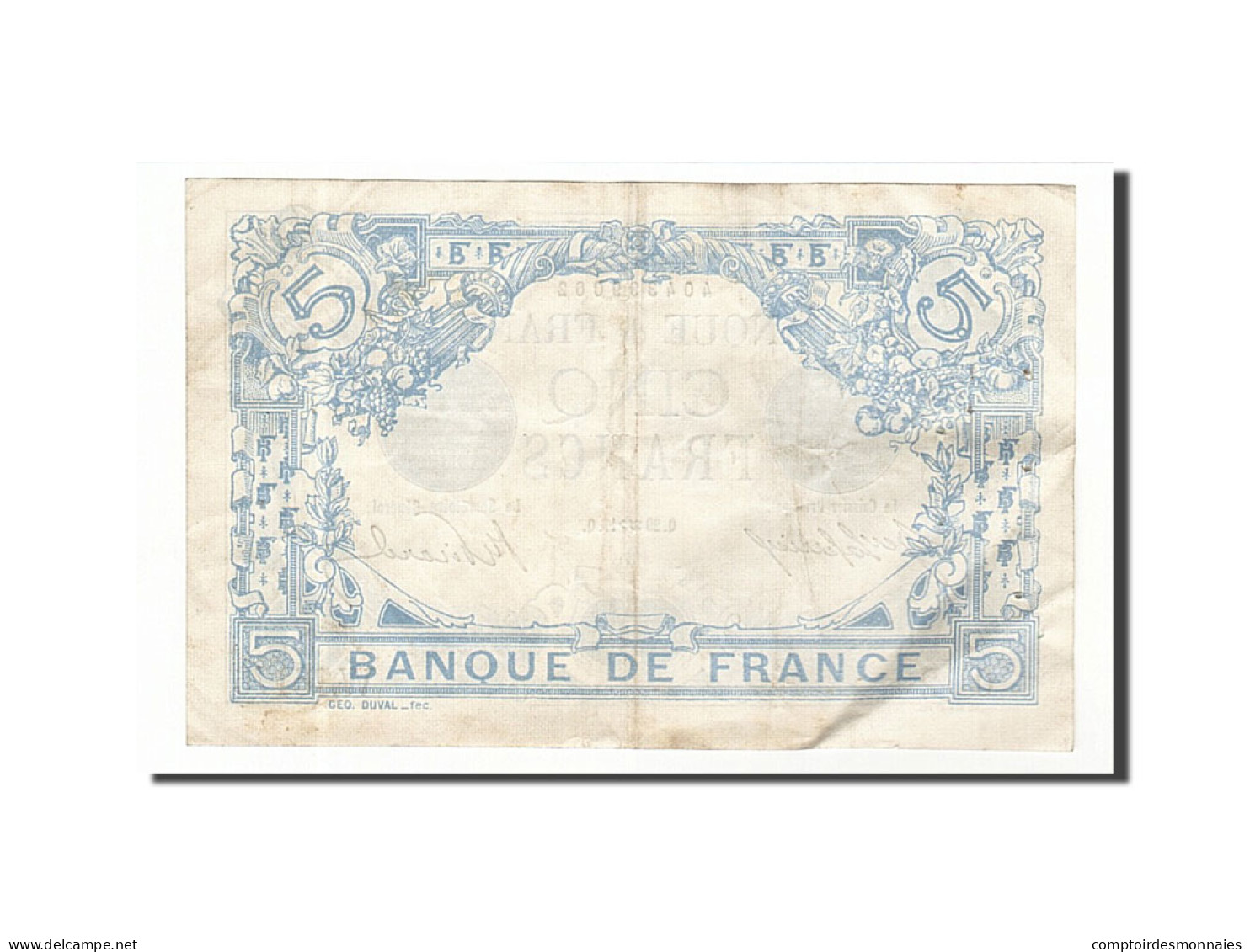 Billet, France, 5 Francs, 5 F 1912-1917 ''Bleu'', 1917, 1917-01-29, TTB - 5 F 1912-1917 ''Bleu''