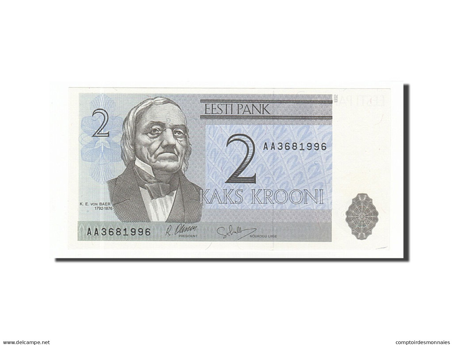 Billet, Estonia, 2 Krooni, 1992, Undated, KM:70a, NEUF - Estonia