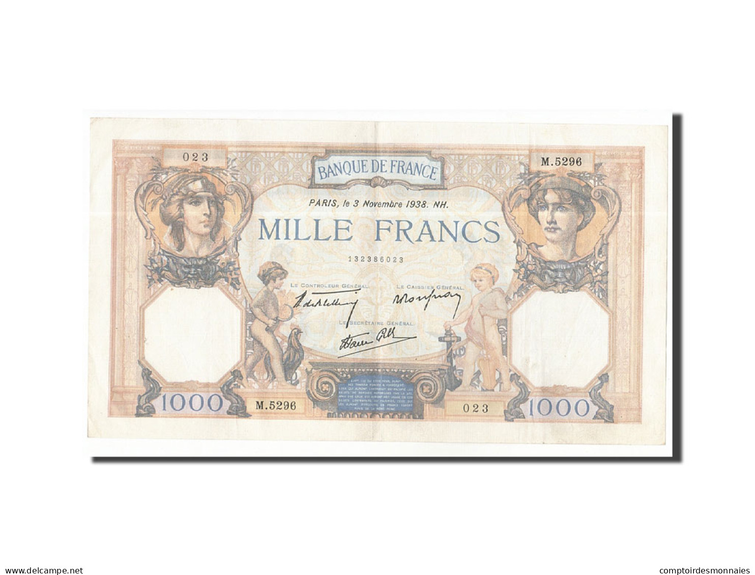 Billet, France, 1000 Francs, 1938, 1938-11-03, TTB+, Fayette:38.32, KM:90c - 1 000 F 1927-1940 ''Cérès Et Mercure''