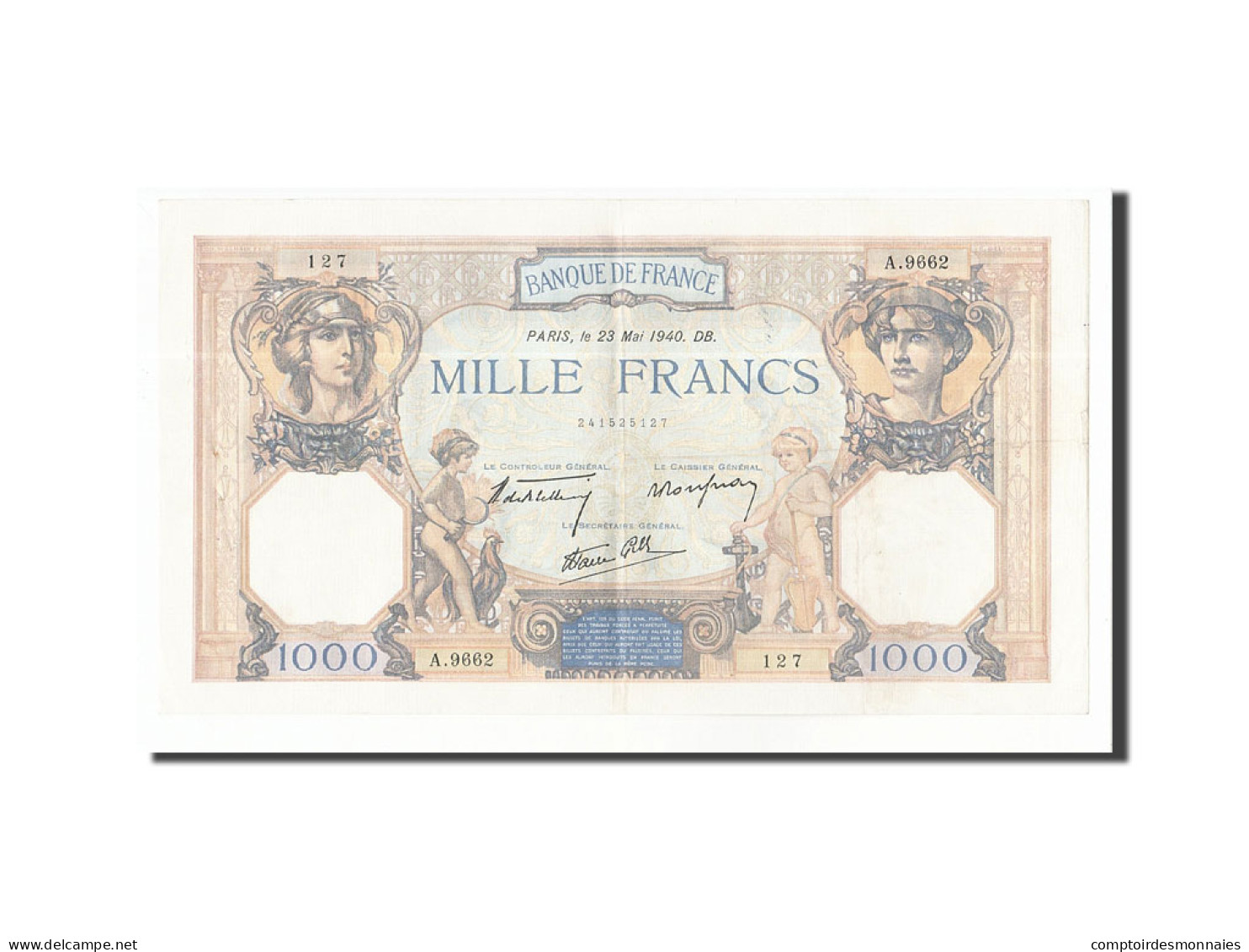 Billet, France, 1000 Francs, 1940, 1940-05-23, TTB+, Fayette:38.47, KM:90c - 1 000 F 1927-1940 ''Cérès Et Mercure''