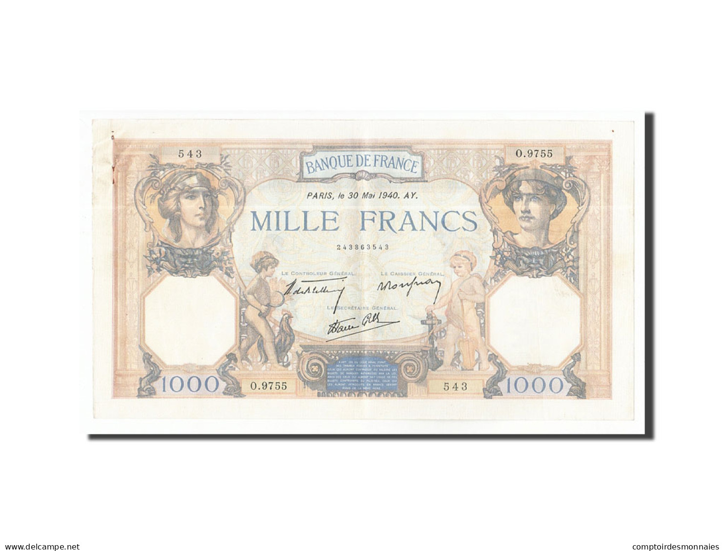 Billet, France, 1000 Francs, 1940, 1940-05-30, SUP, Fayette:38.48, KM:90c - 1 000 F 1927-1940 ''Cérès E Mercure''