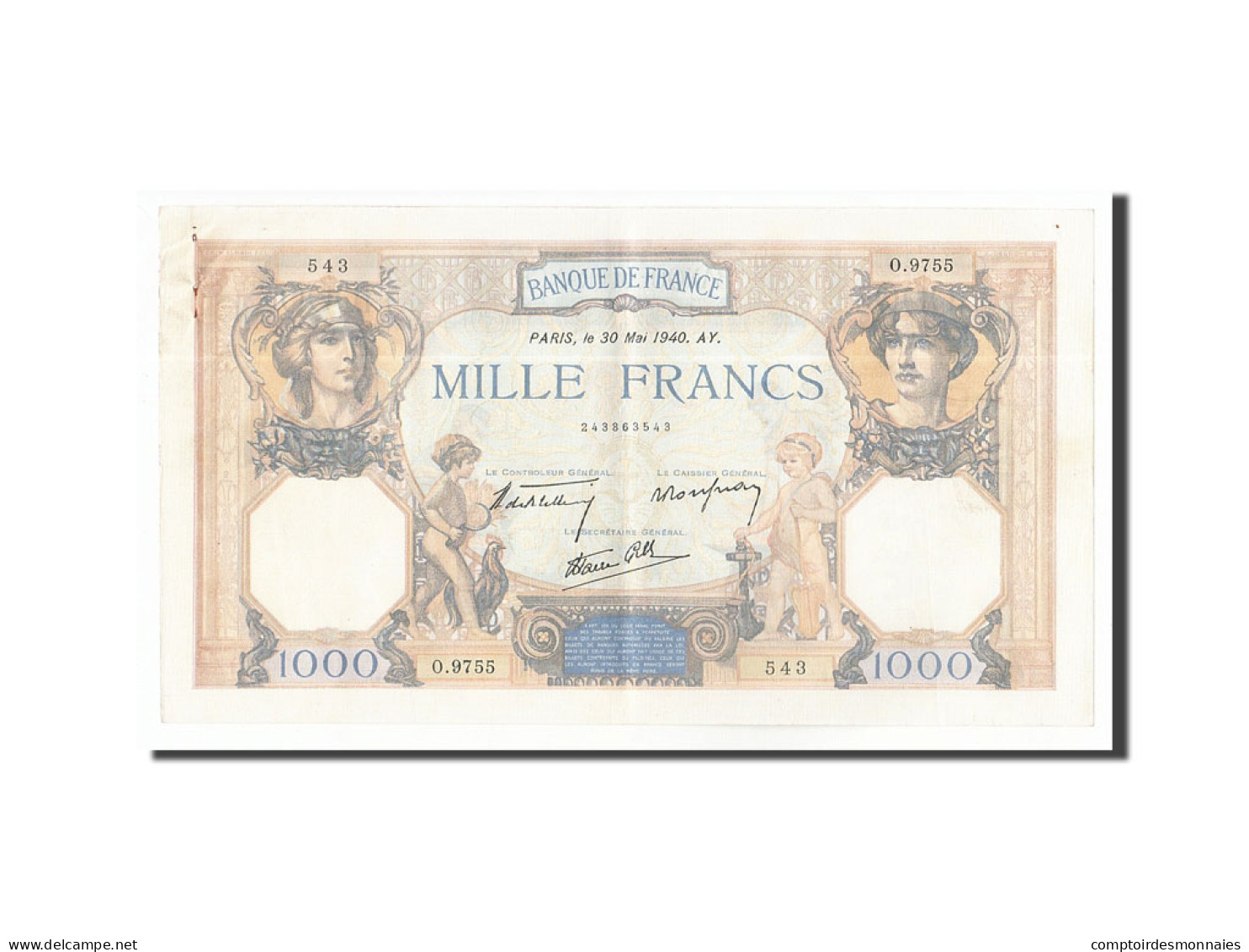Billet, France, 1000 Francs, 1940, 1940-05-30, SUP, Fayette:38.48, KM:90c - 1 000 F 1927-1940 ''Cérès Et Mercure''