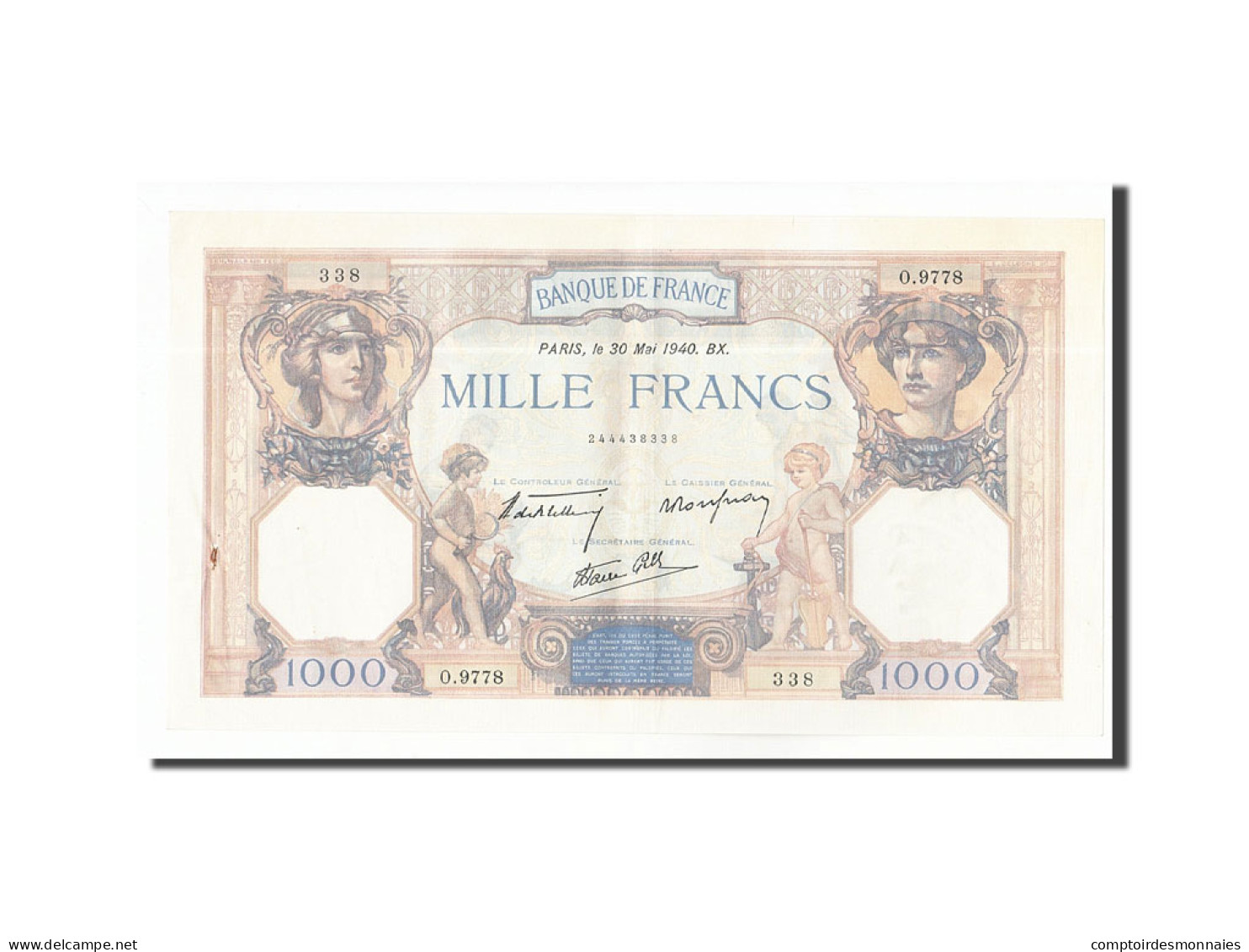 Billet, France, 1000 Francs, 1940, 1940-05-30, TTB+, Fayette:38.48, KM:90c - 1 000 F 1927-1940 ''Cérès Et Mercure''