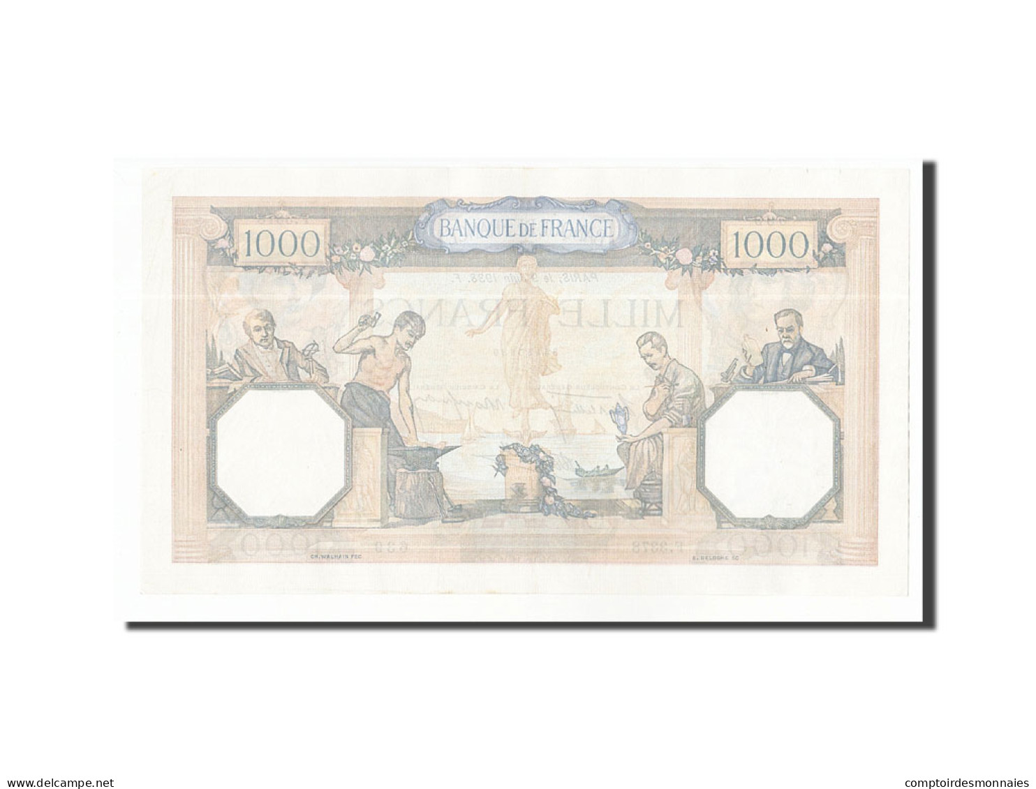 Billet, France, 1000 Francs, 1938, 1938-06-09, TTB+, Fayette:38.18, KM:90c - 1 000 F 1927-1940 ''Cérès E Mercure''