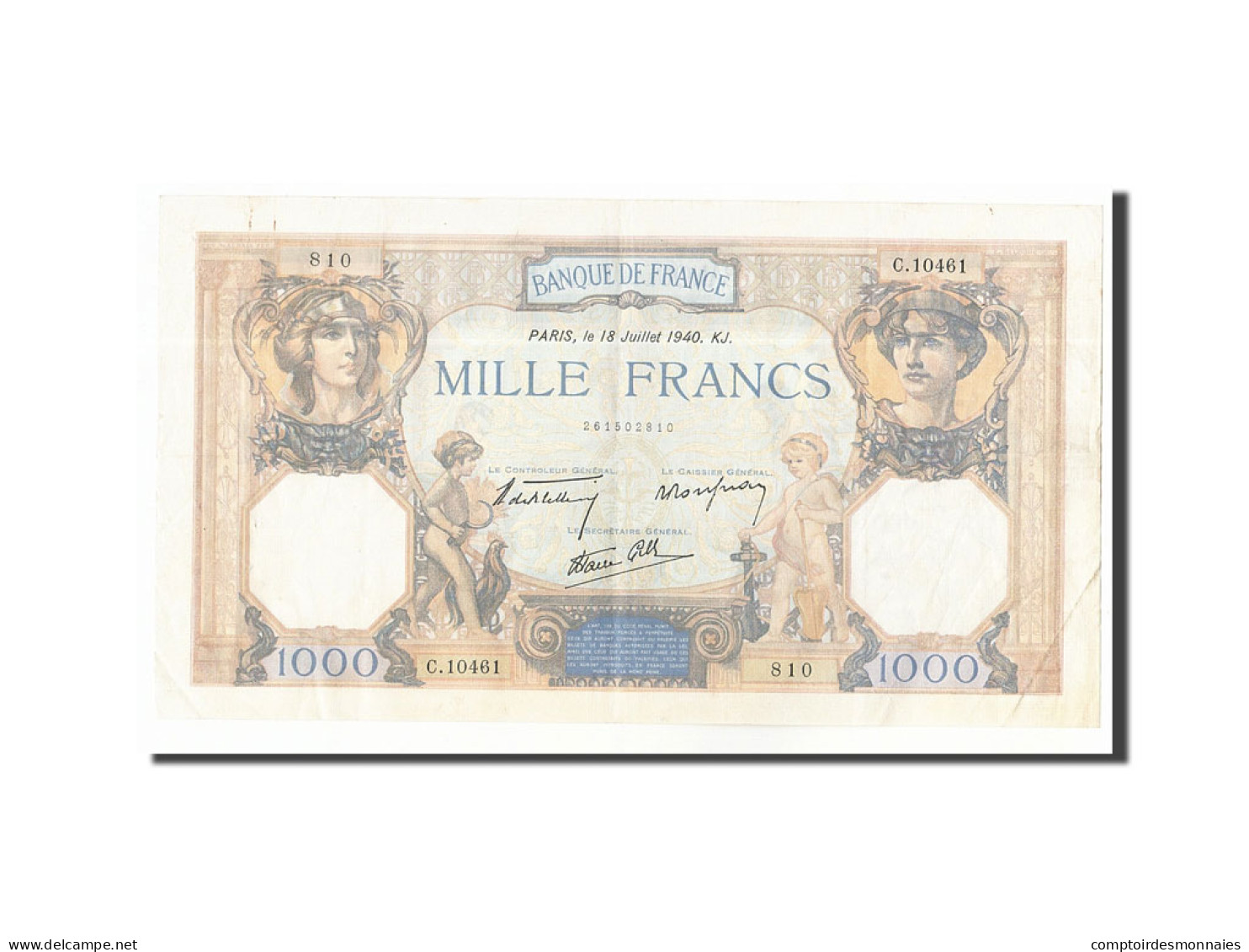 Billet, France, 1000 Francs, 1940, 1940-07-18, SUP, Fayette:38.50, KM:90c - 1 000 F 1927-1940 ''Cérès E Mercure''