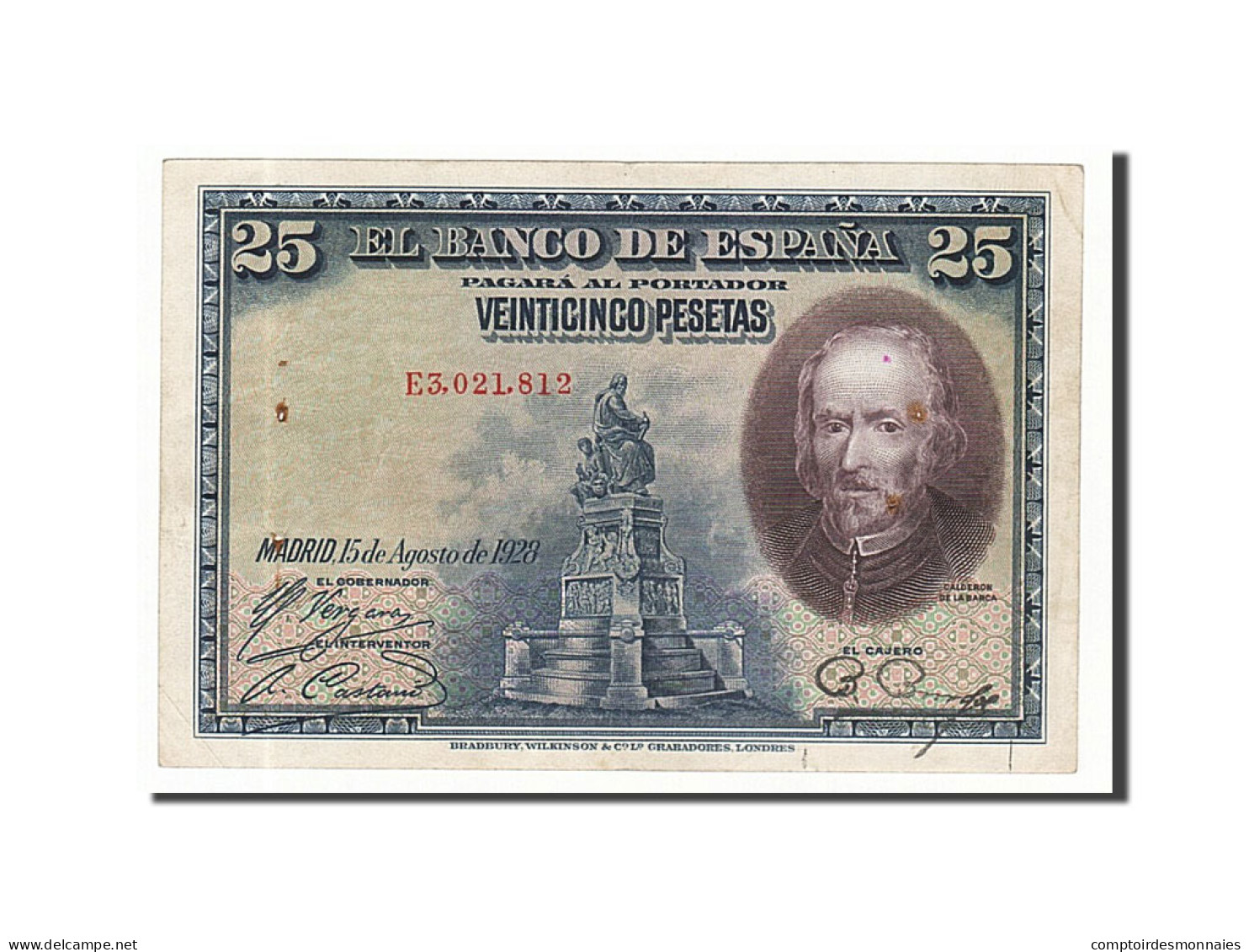 Billet, Espagne, 25 Pesetas, 1928, 1928-08-15, KM:74b, TB+ - 1-2-5-25 Pesetas