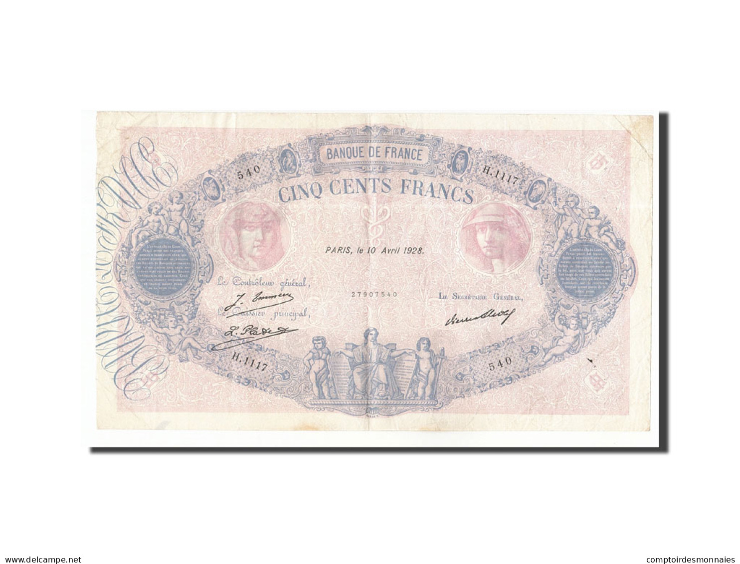 Billet, France, 500 Francs, 1928, 1928-04-10, TTB, Fayette:30.31, KM:66k - 500 F 1888-1940 ''Bleu Et Rose''