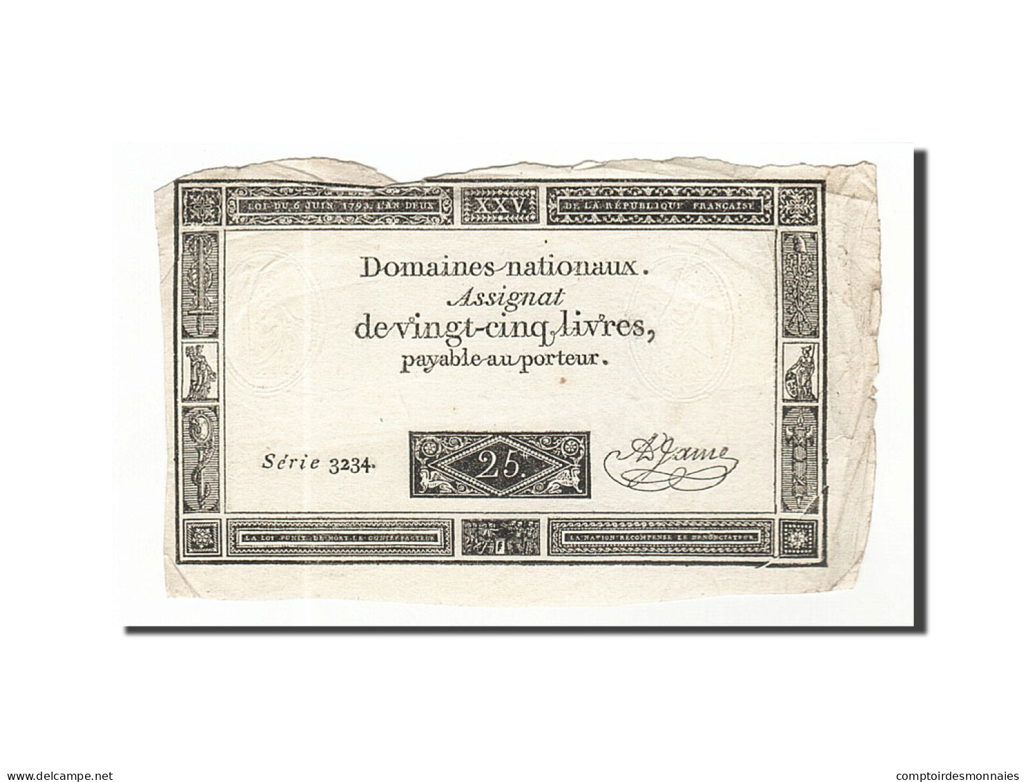 Billet, France, 25 Livres, 1793, 1793-06-06, TTB, KM:A71, Lafaurie:168 - Assignats & Mandats Territoriaux