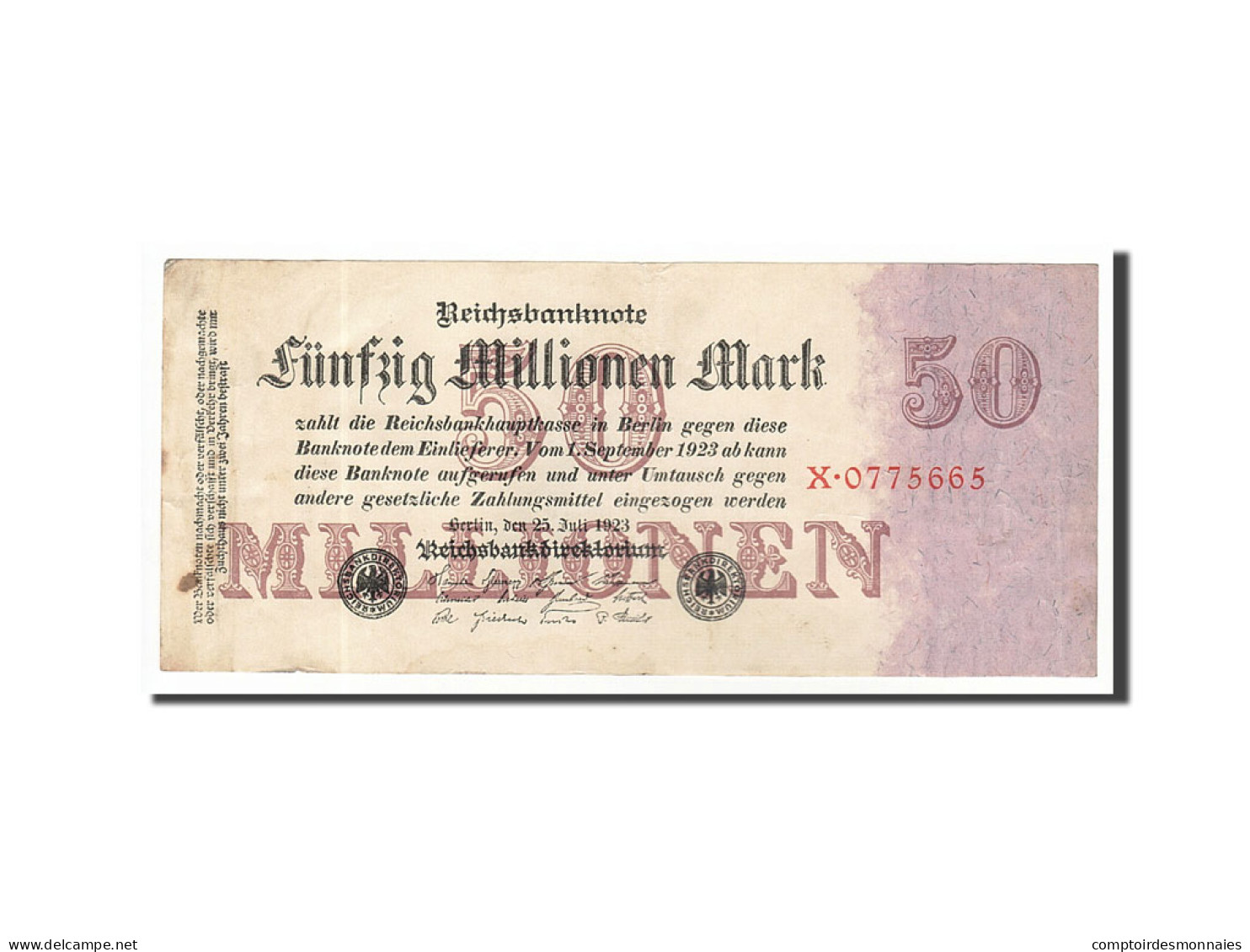 Billet, Allemagne, 50 Millionen Mark, 1923, 1923-07-25, KM:98a, TTB - 50 Miljoen Mark