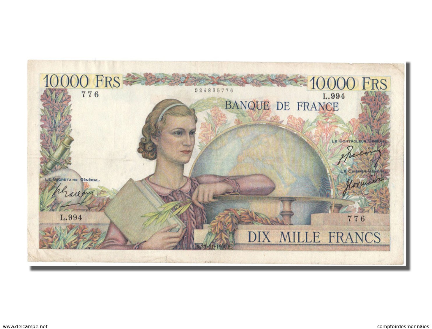 Billet, France, 10,000 Francs, 10 000 F 1945-1956 ''Génie Français'', 1950 - 10 000 F 1945-1956 ''Génie Français''