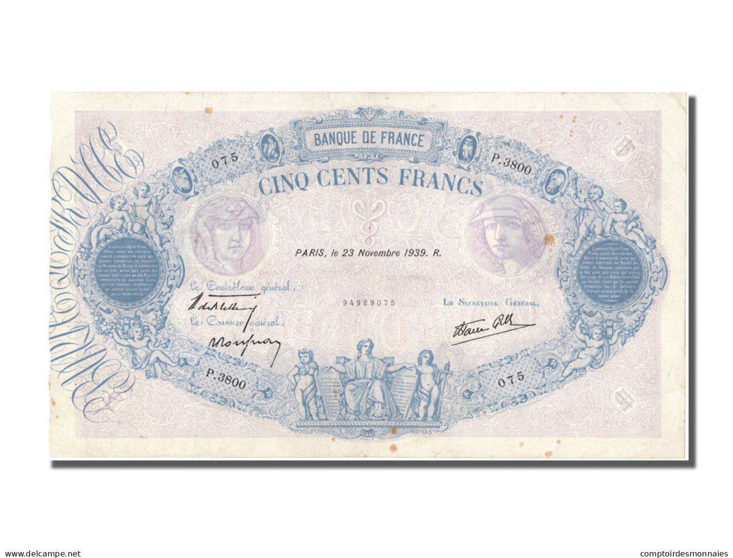 Billet, France, 500 Francs, 500 F 1888-1940 ''Bleu Et Rose'', 1939, TB+ - 500 F 1888-1940 ''Bleu Et Rose''