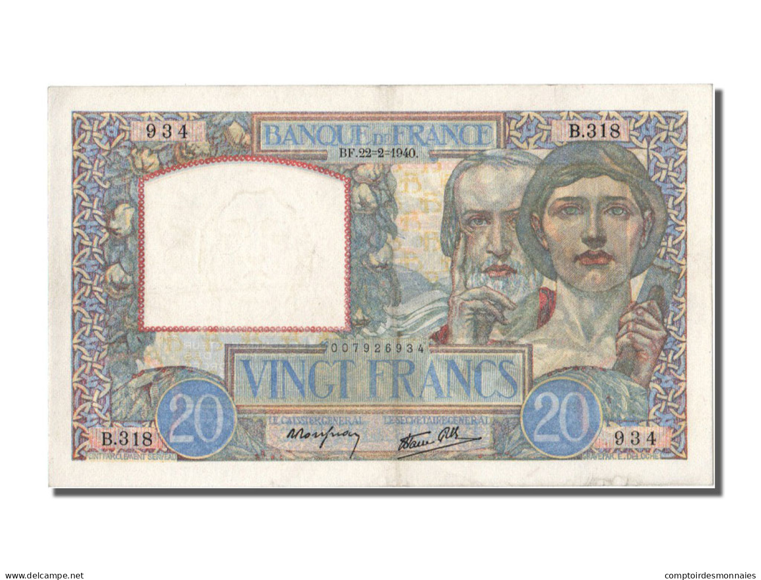 France, 20 Francs, Science Et Travail, 1940, 1940-02-22, SPL+, Fayette:12.2 - 20 F 1939-1942 ''Science Et Travail''