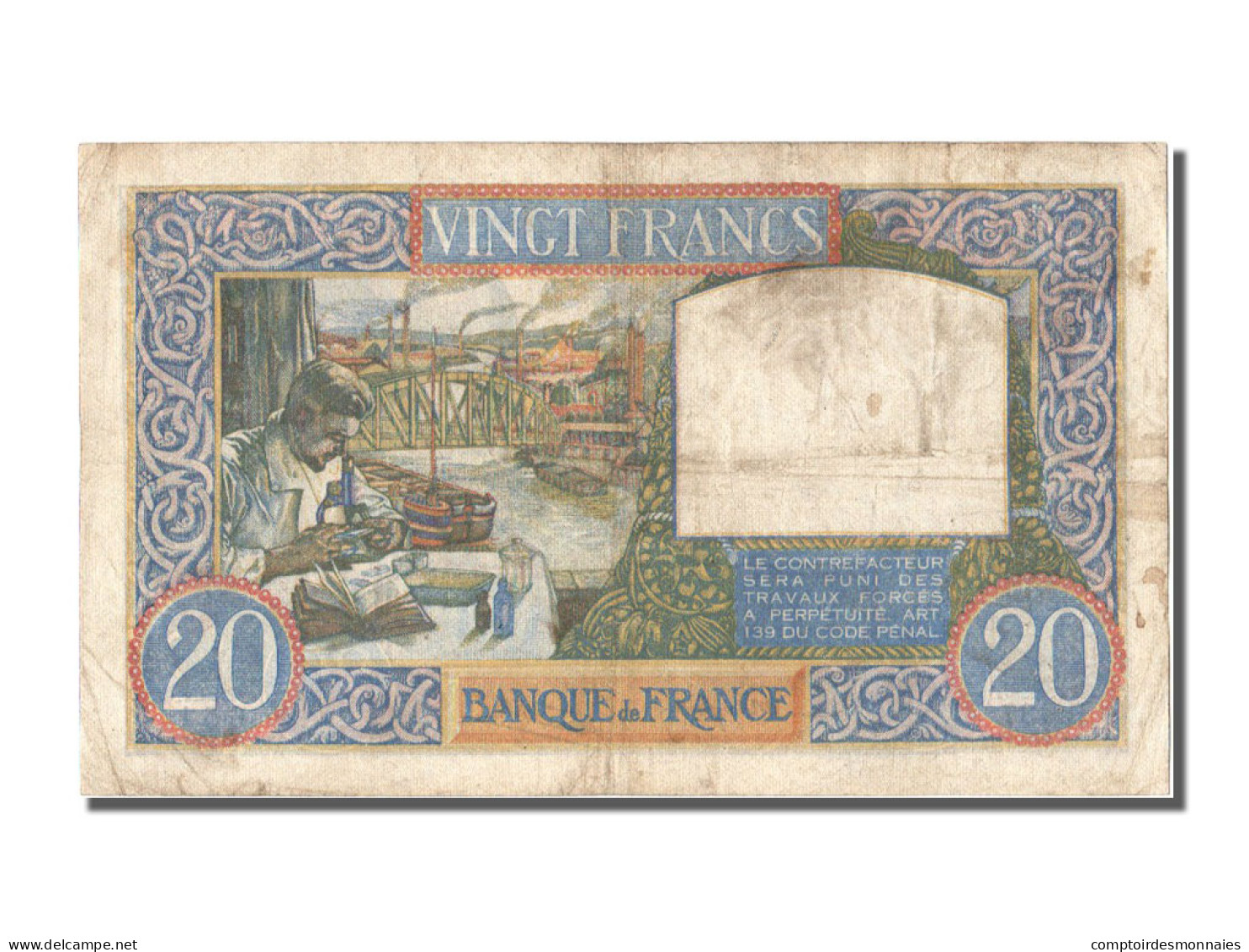 Billet, France, 20 Francs, 20 F 1939-1942 ''Science Et Travail'', 1940 - 20 F 1939-1942 ''Science Et Travail''