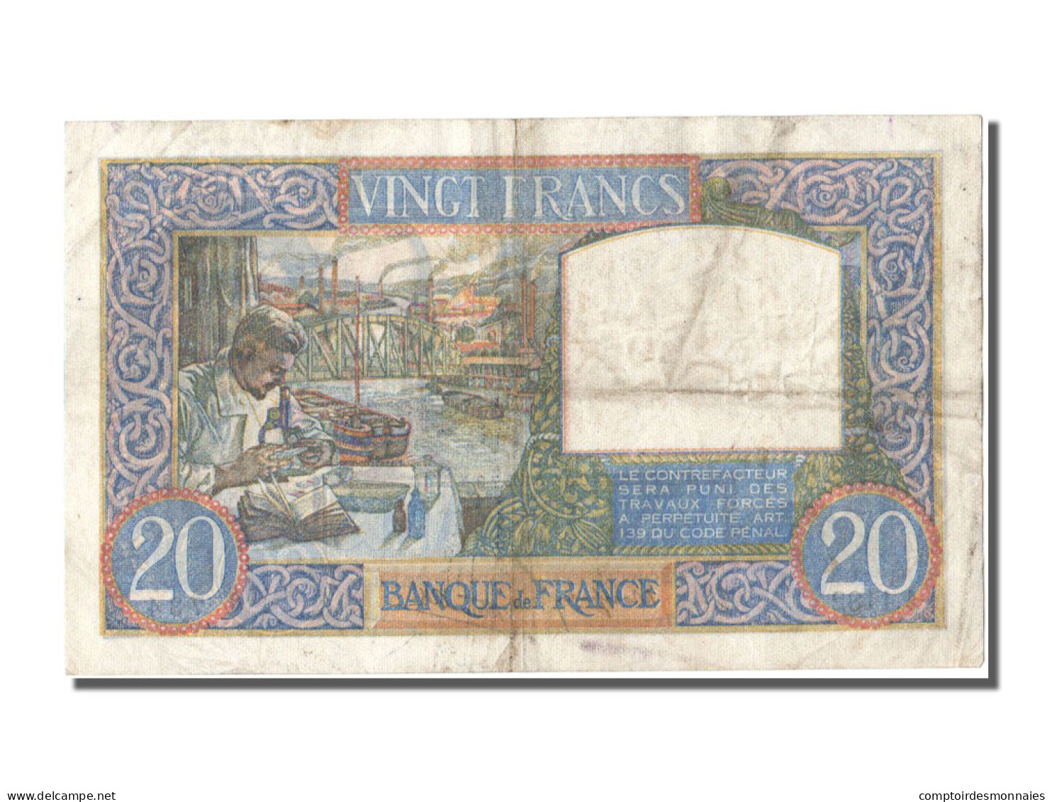 Billet, France, 20 Francs, 20 F 1939-1942 ''Science Et Travail'', 1940 - 20 F 1939-1942 ''Science Et Travail''